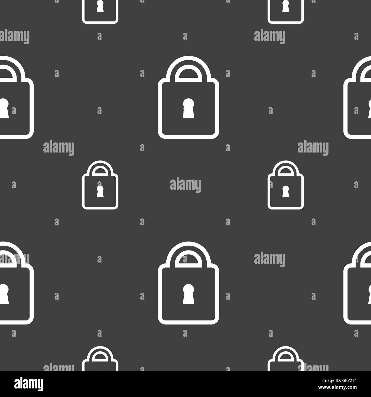 Lock icon sign. Seamless pattern on a gray background. Vector Stock Vector