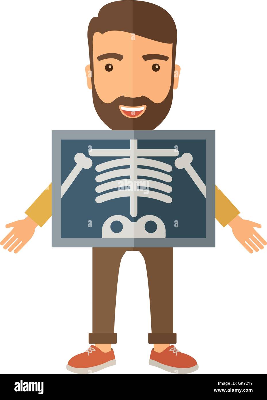 The view of man is holding a X-ray picture Stock Vector