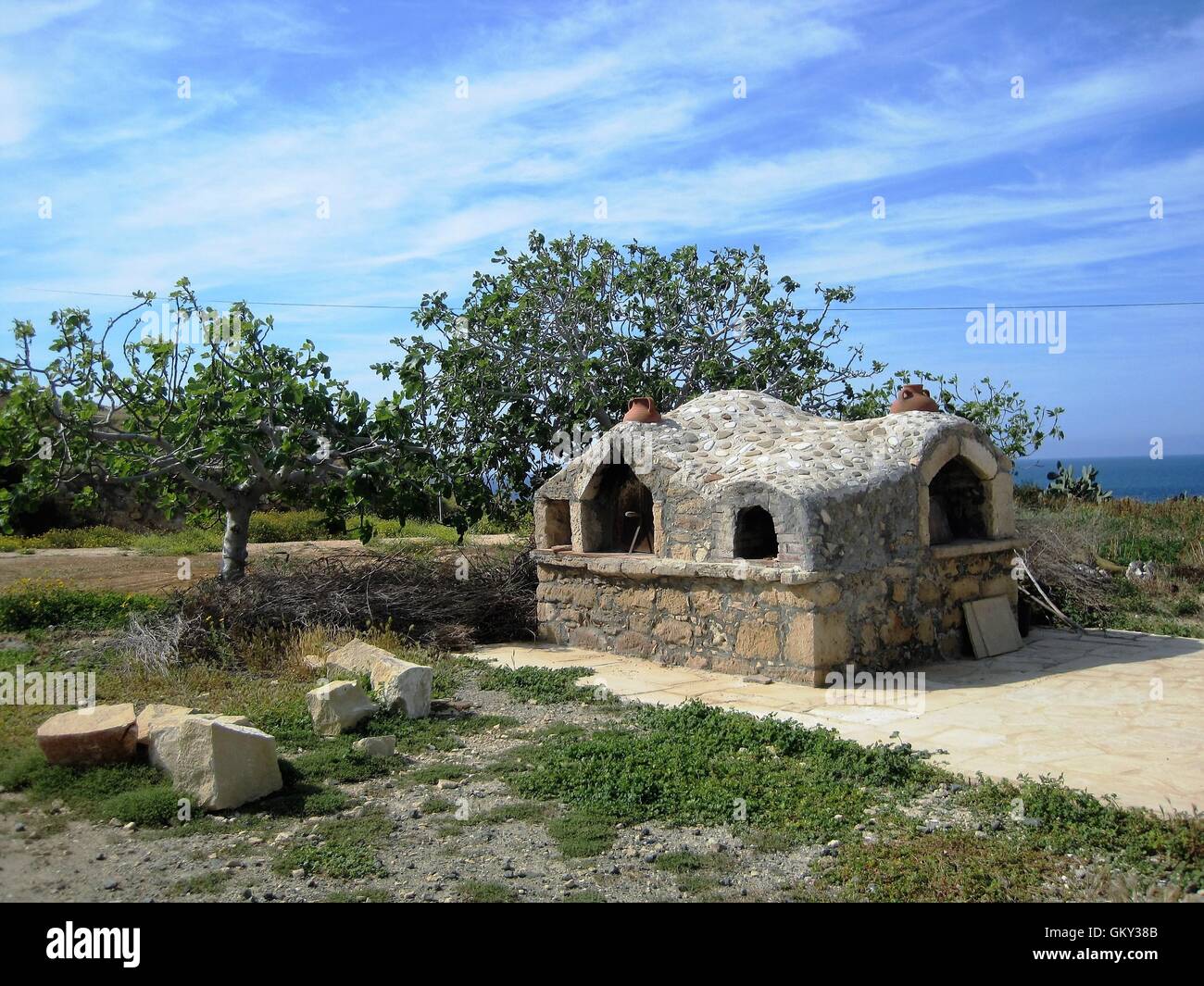 Traditional Cypriot or Greek outdoor brick oven for slow cooked lamb