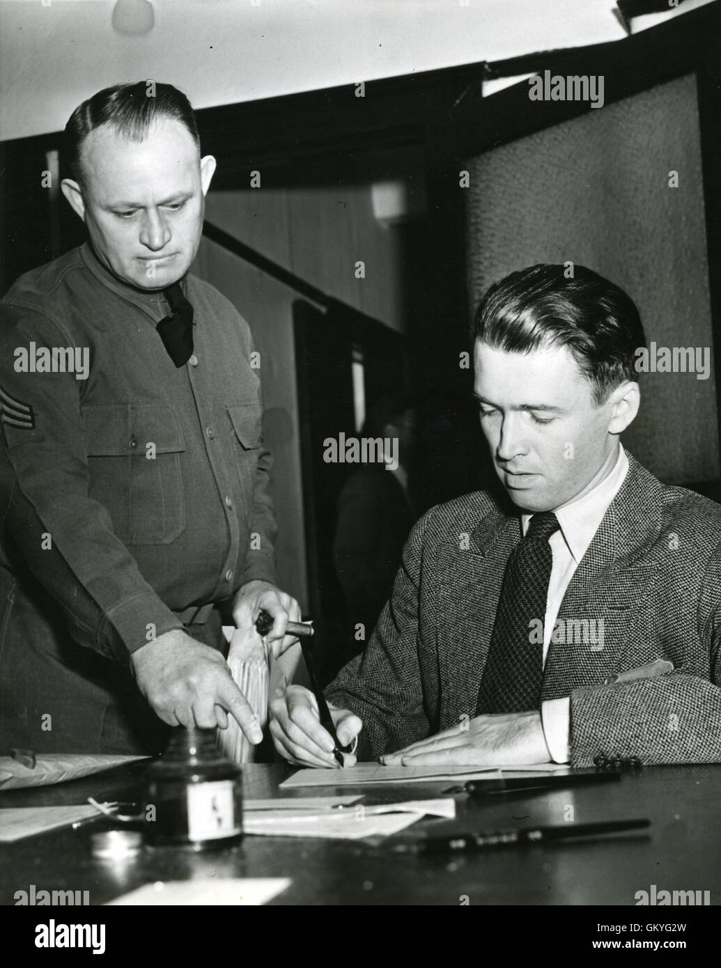 Movie actor James Stewart is shown as he enlisted in the U.S. Army. Stock Photo