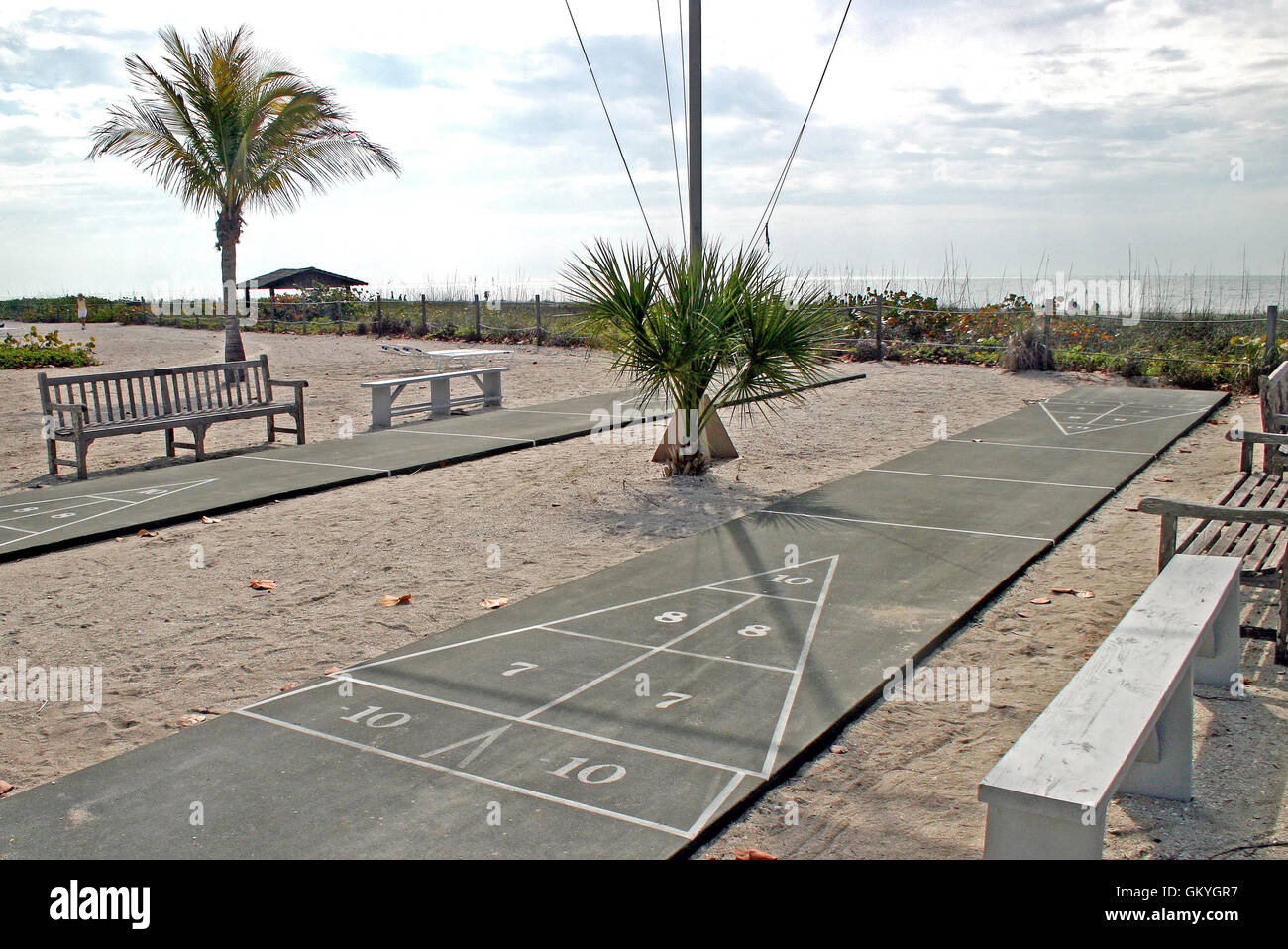 2 shuffleboards courts on the beach Stock Photo Alamy