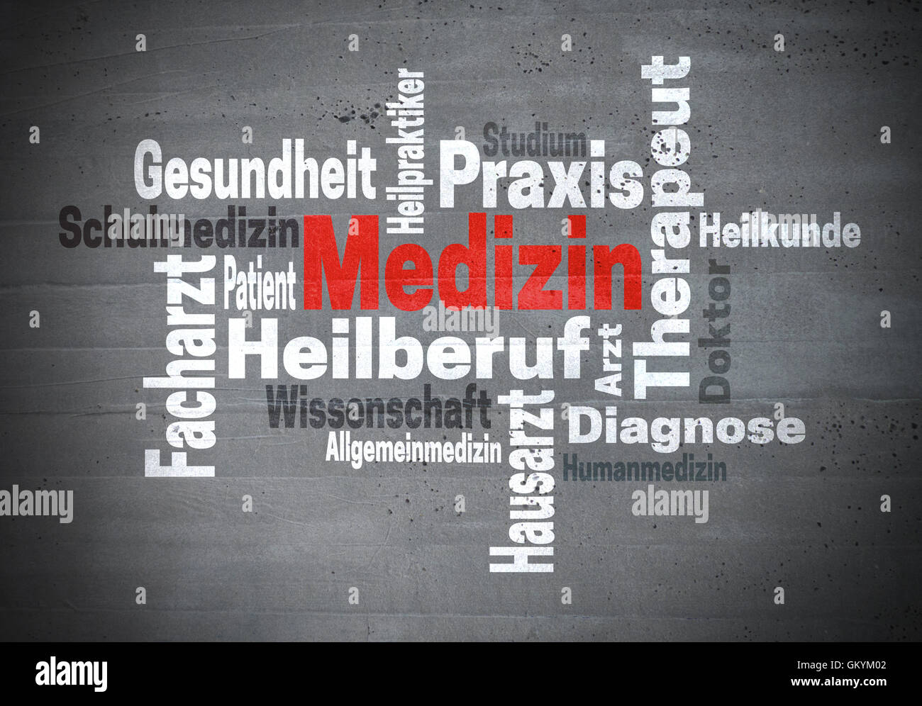 Medizin Arzt Wissenschaft (in german Medicine doctor Science) word cloud concept Stock Photo