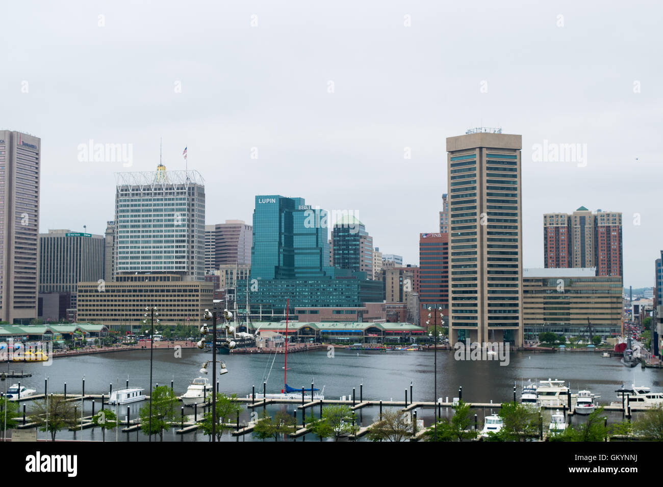 Cityscape of Federal Hill in Baltimore, Maryland during summer Stock