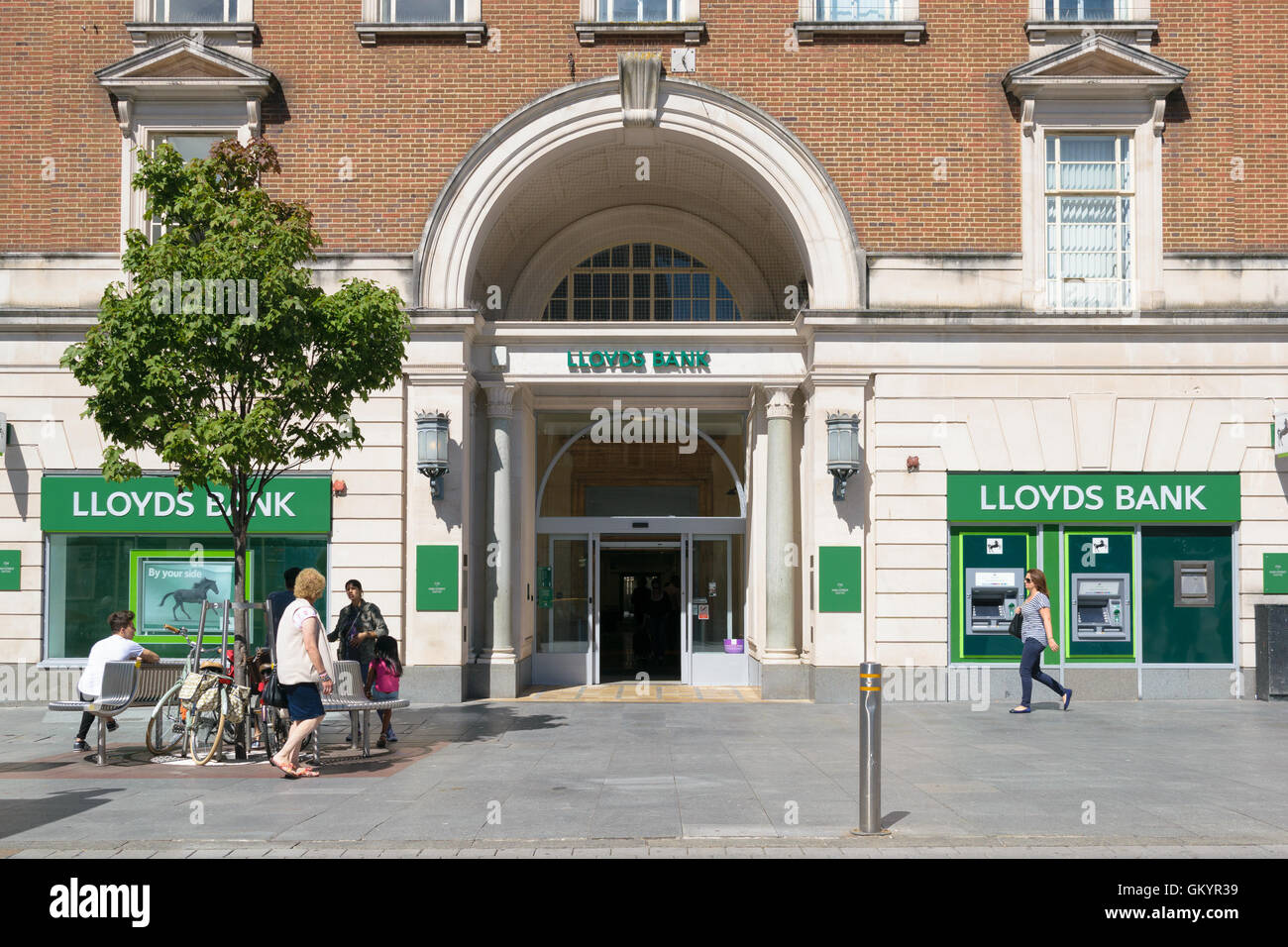 Exeter, Devon, United Kingdom - August 23, 2016: Lloyds bank branch on High street. Stock Photo