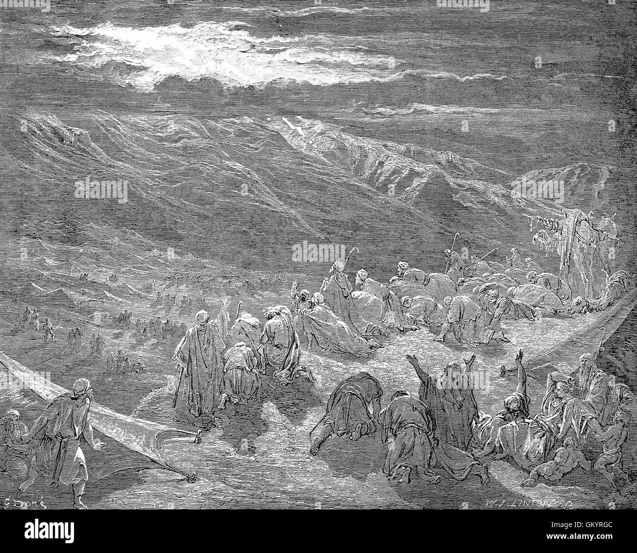 Engraving of The Giving of The Law Upon Mount Sinai by Gustave Doré
