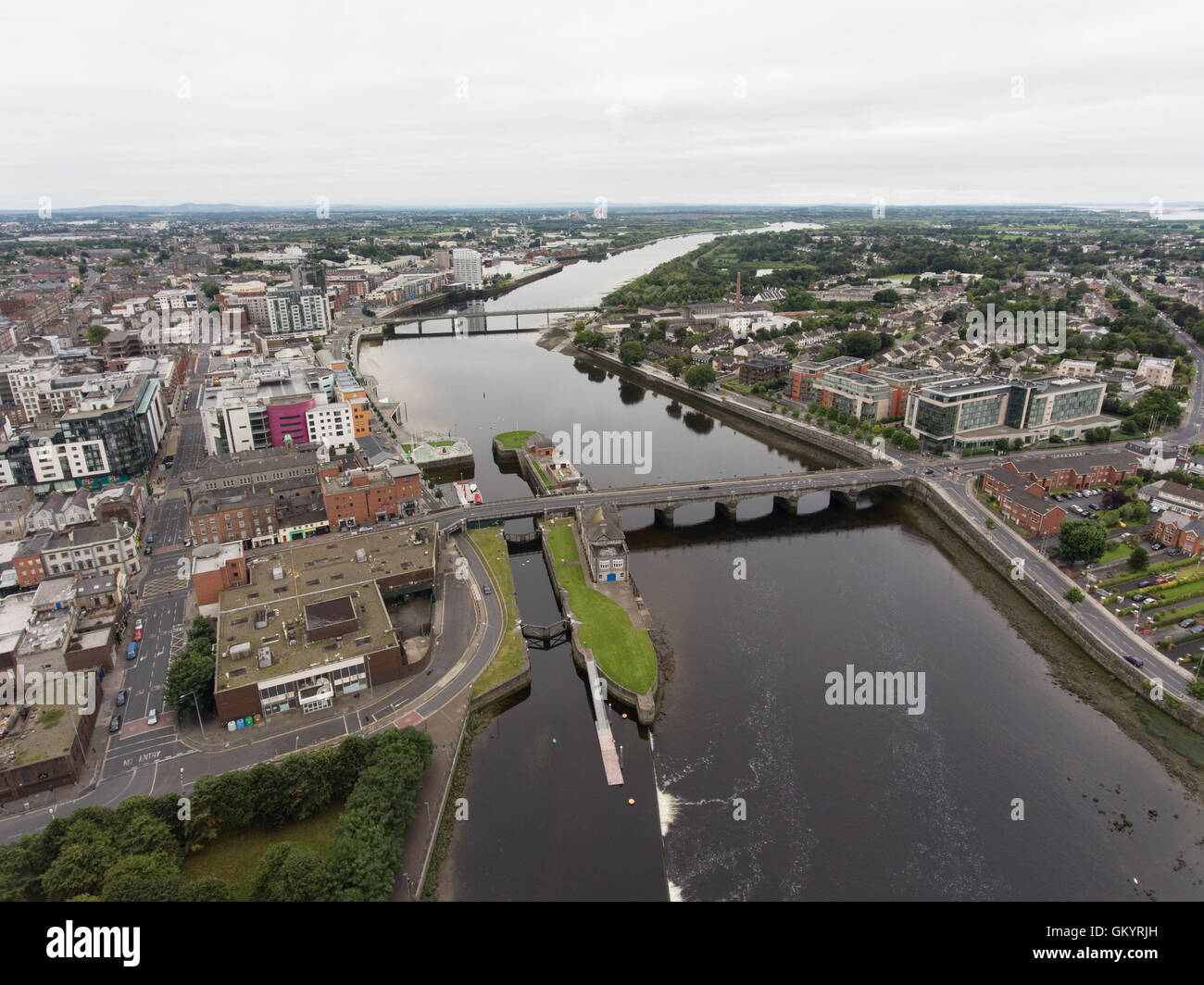 Aerial view cityscape of limerick city skyline, ireland Stock Photo