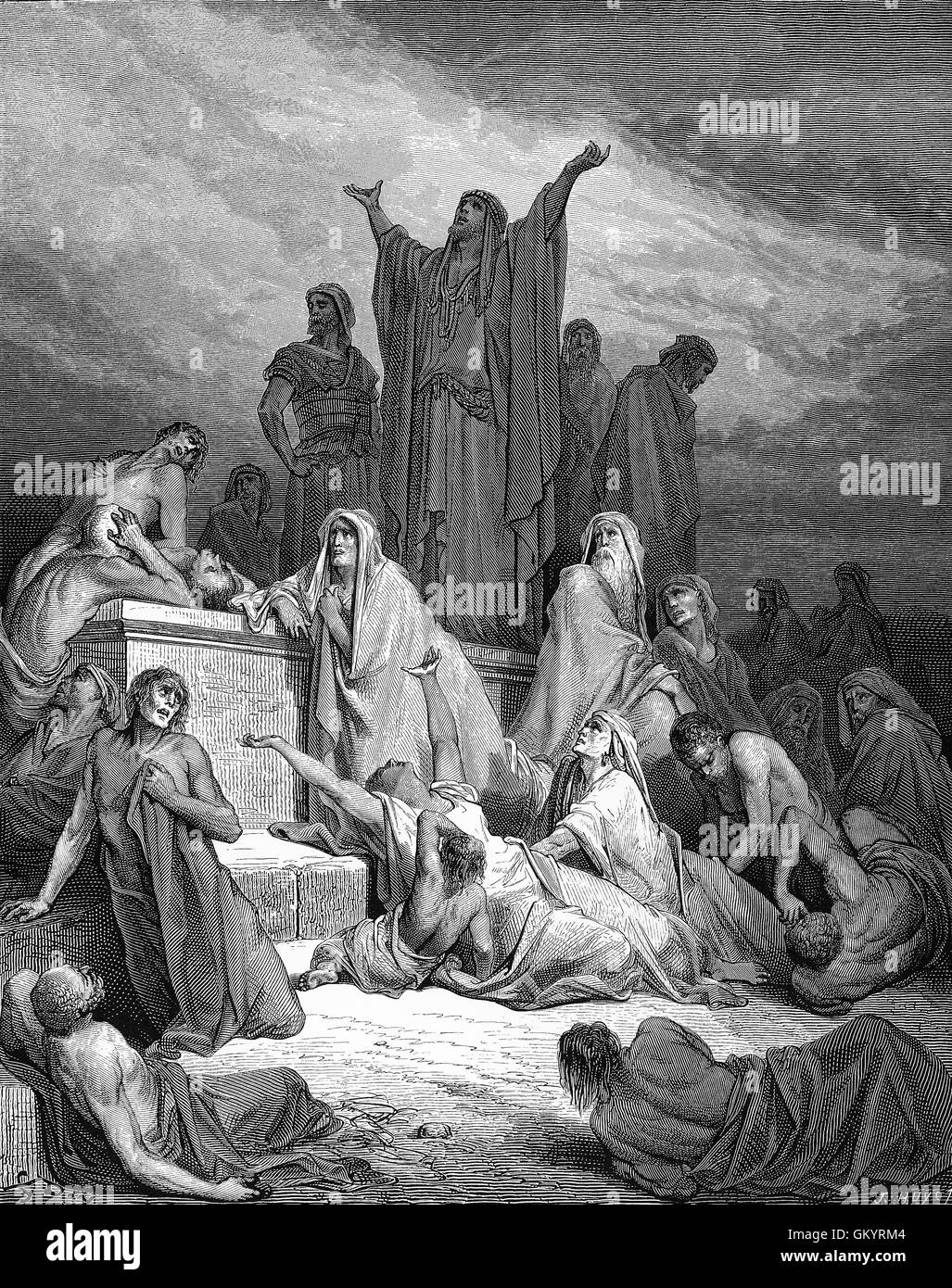 Engraving of The Plague of Jerusalem by Gustave Doré Stock Photo - Alamy