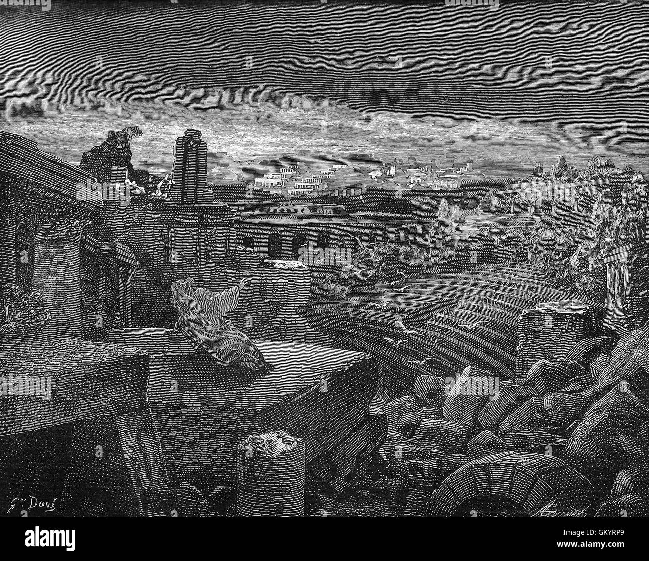 Engraving of Isaiah's Vision of the Destruction of Babylon by Gustave ...