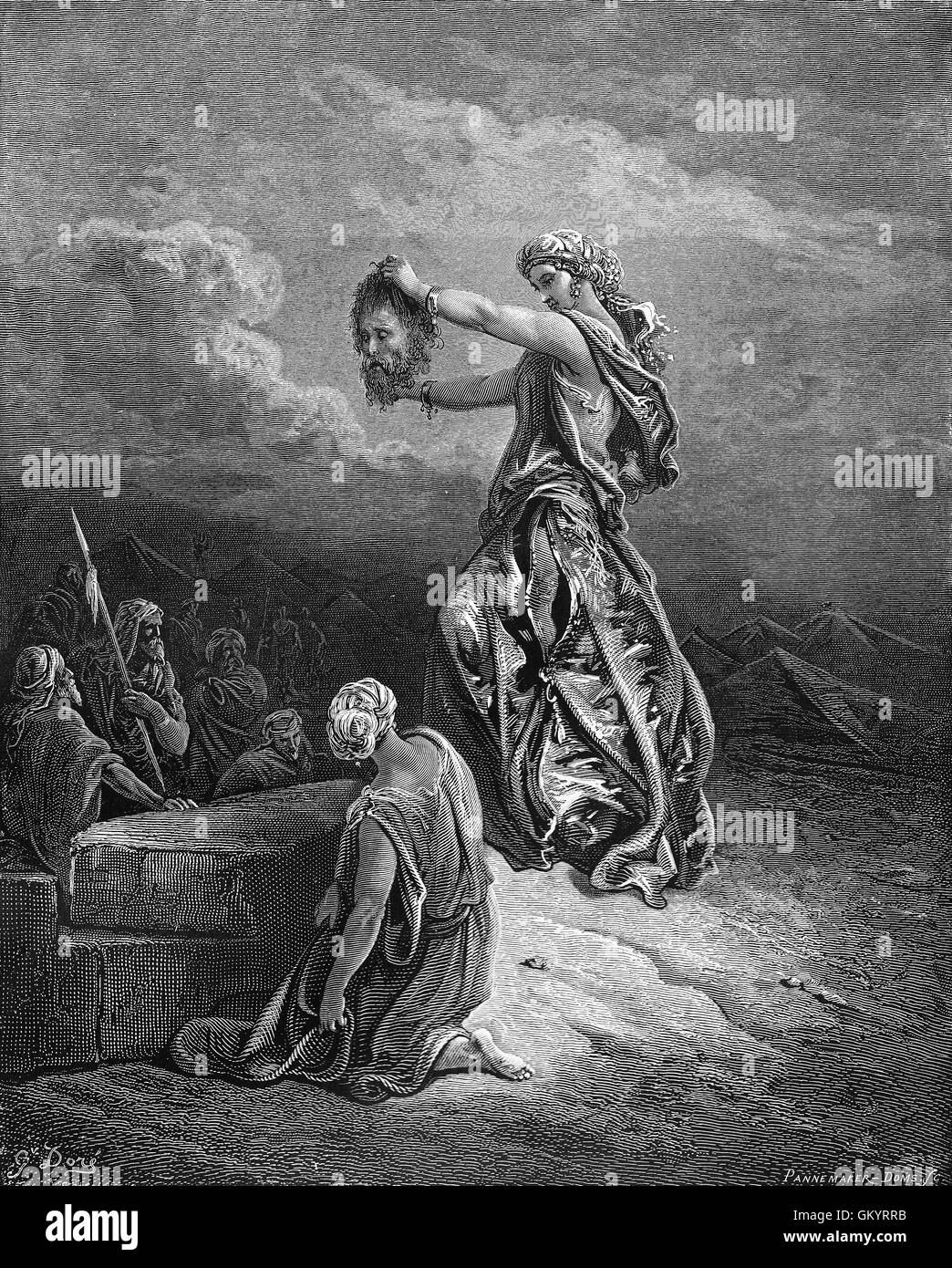Engraving of Judith Showing the Head of Holofernes by Gustave Doré