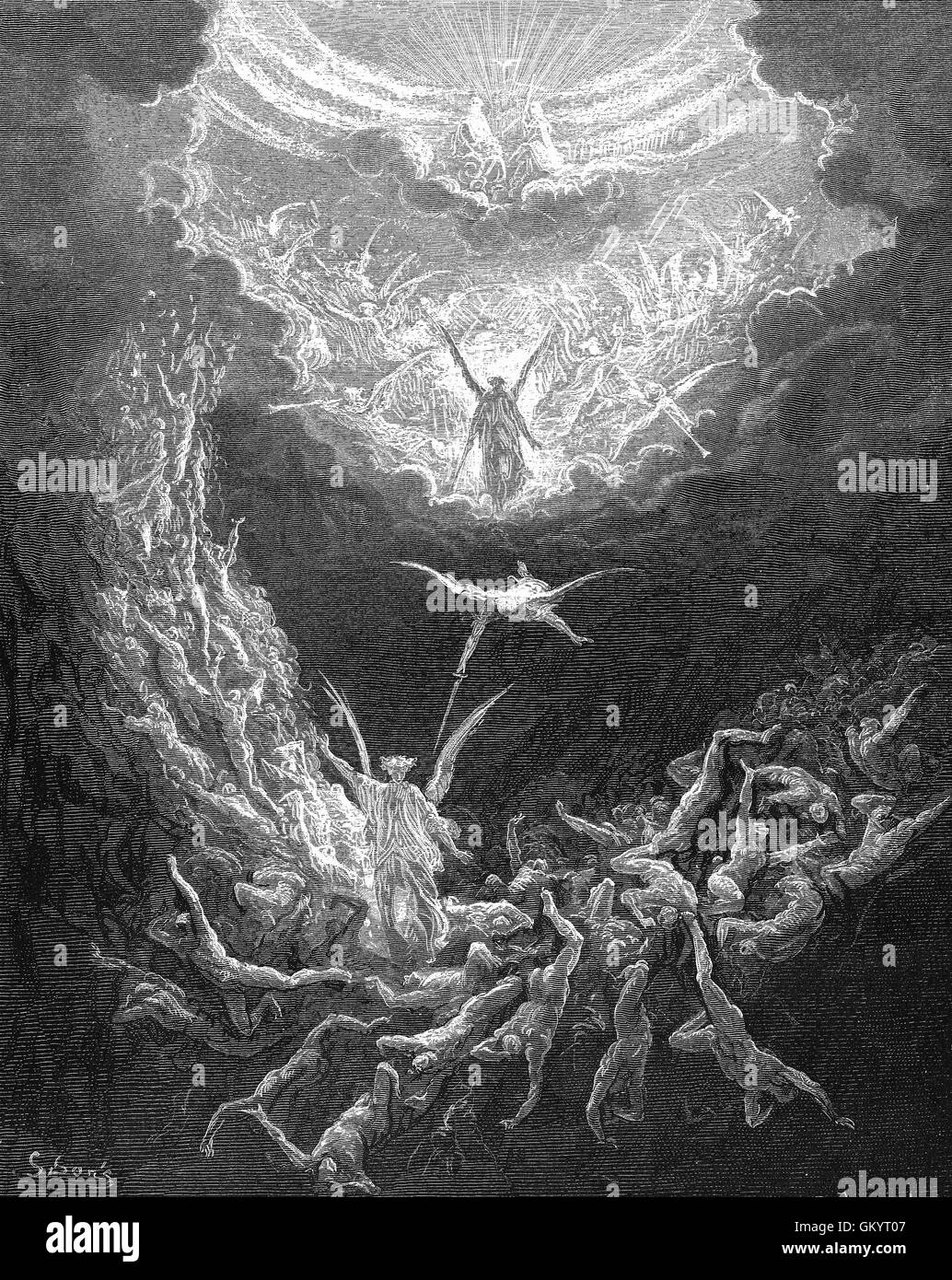 Engraving of The Last Judgement by Gustave Doré Stock Photo