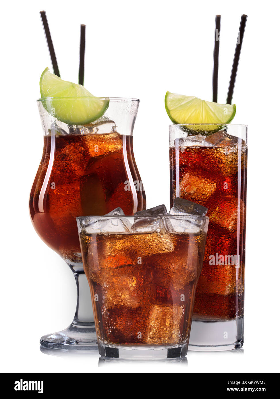Set of cocktails with fruits isolated on white Stock Photo