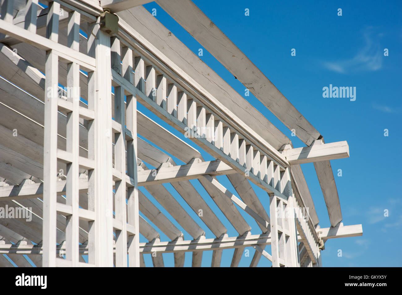 white gazebo in the park against blue sky Stock Photo - Alamy