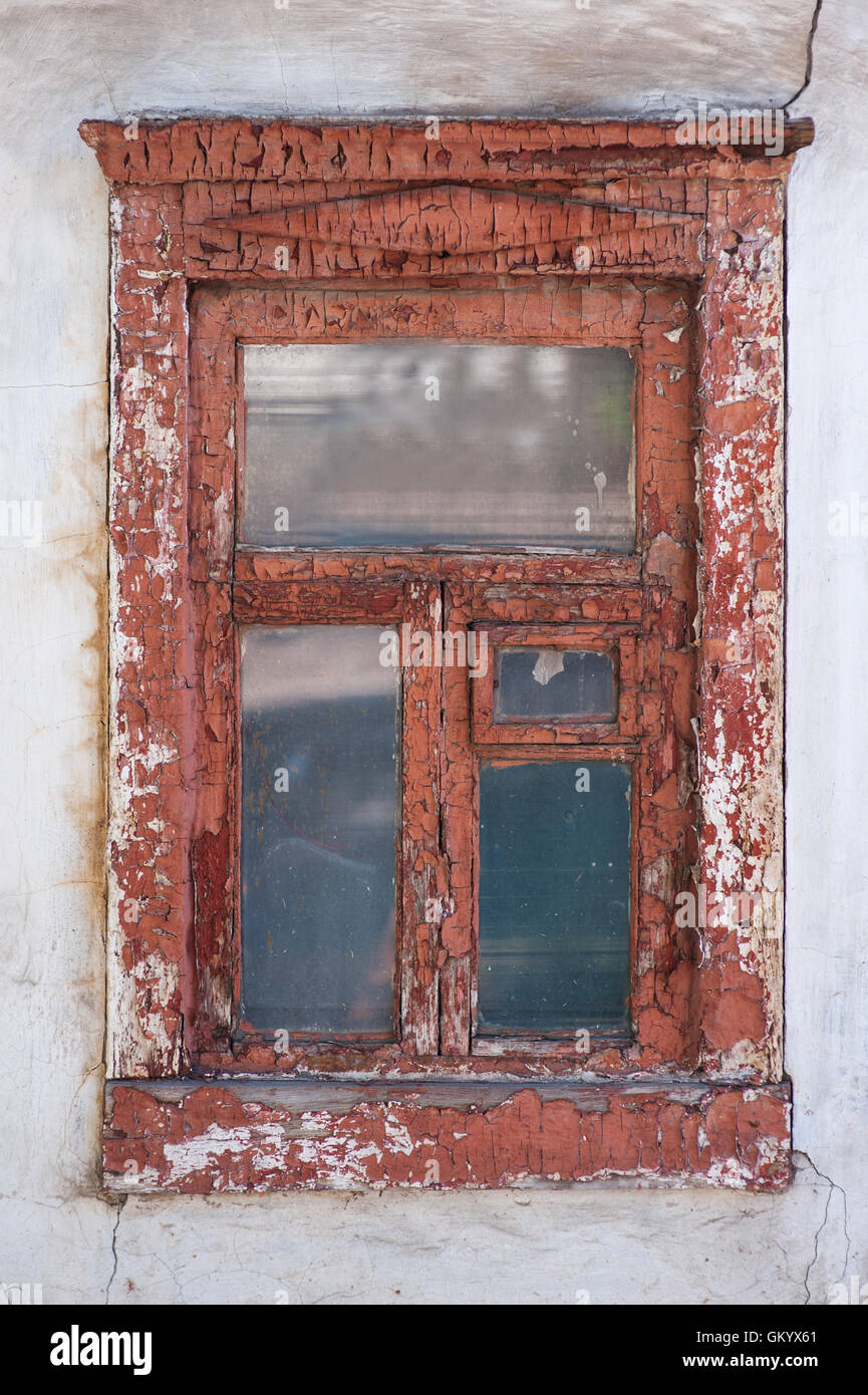 old brown window in the house close up Stock Photo