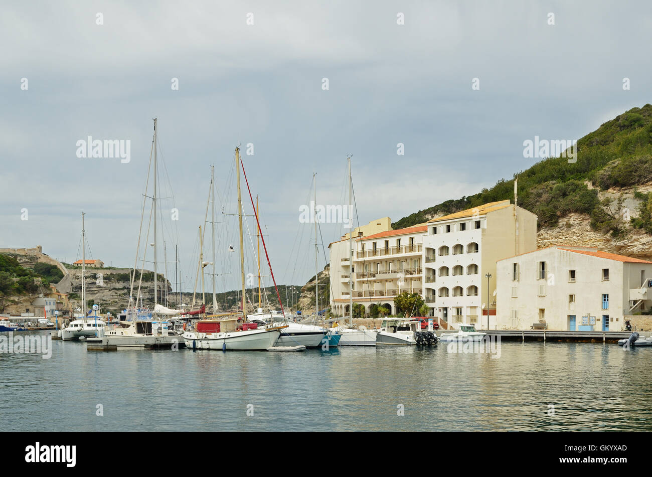 Coastal town Bonifacio in the Mediterranean island Corsica Stock Photo
