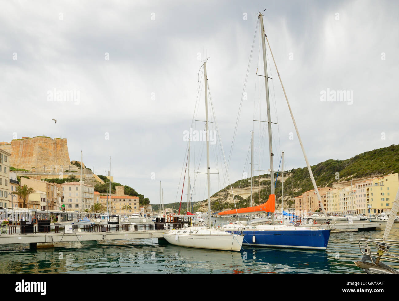 Coastal town Bonifacio in the Mediterranean island Corsica Stock Photo