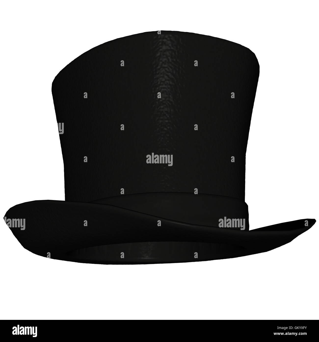 Black tophat or topper isolated in white background 3D render Stock