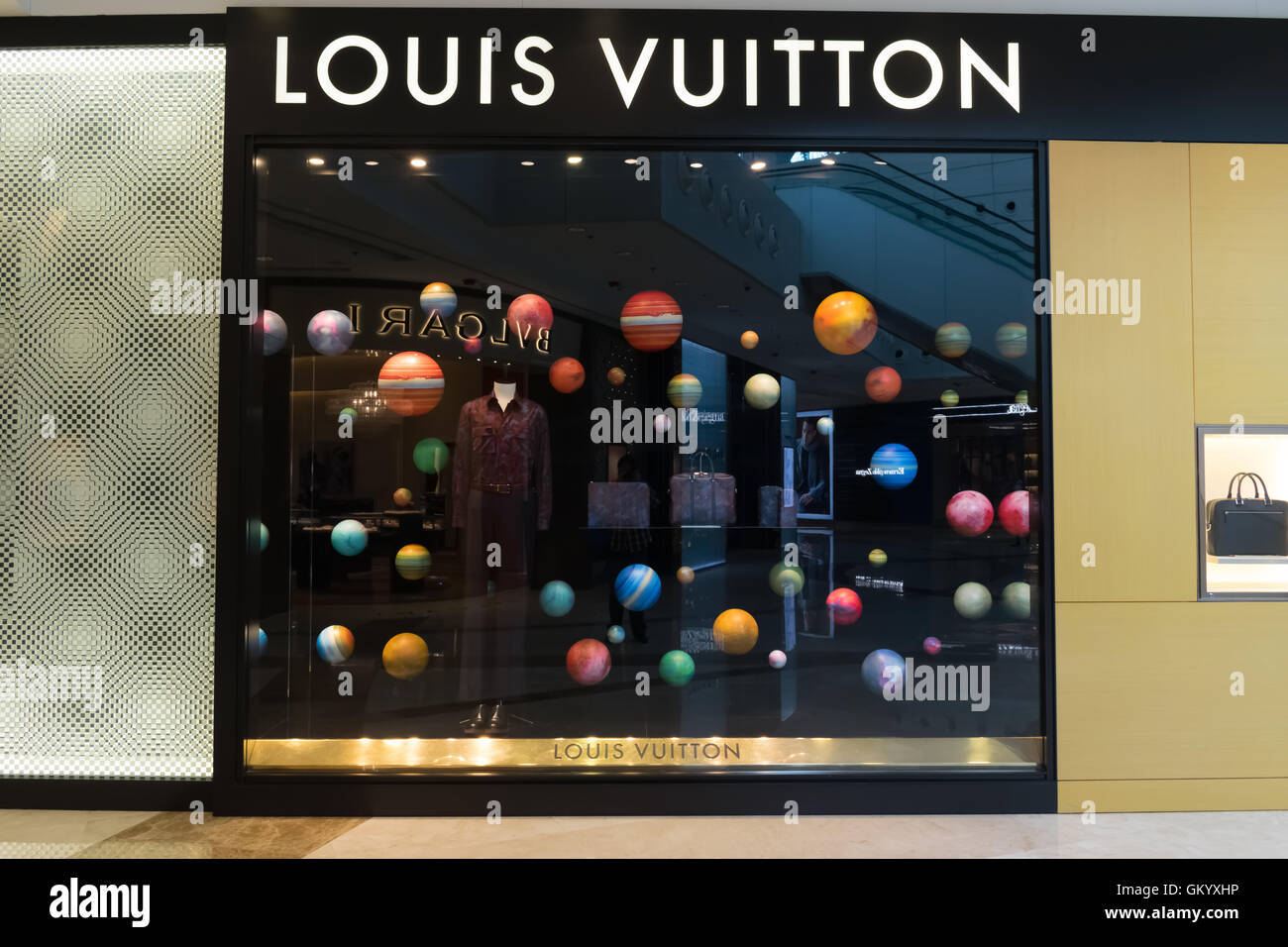 Louis Vuitton storefront at Elements Mall, Hong Kong Stock Photo