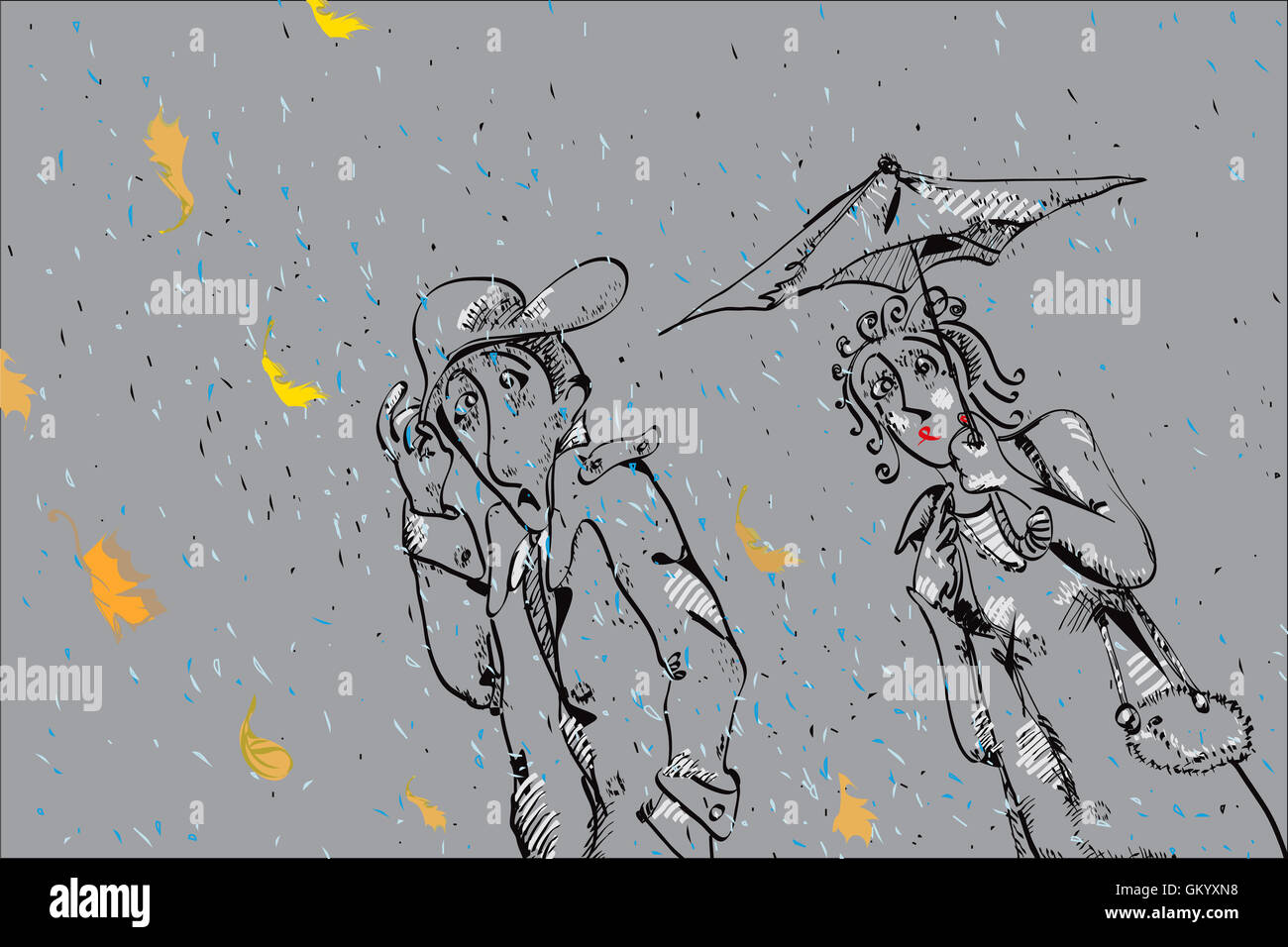 Couple walking with umbrella Stock Photo Alamy