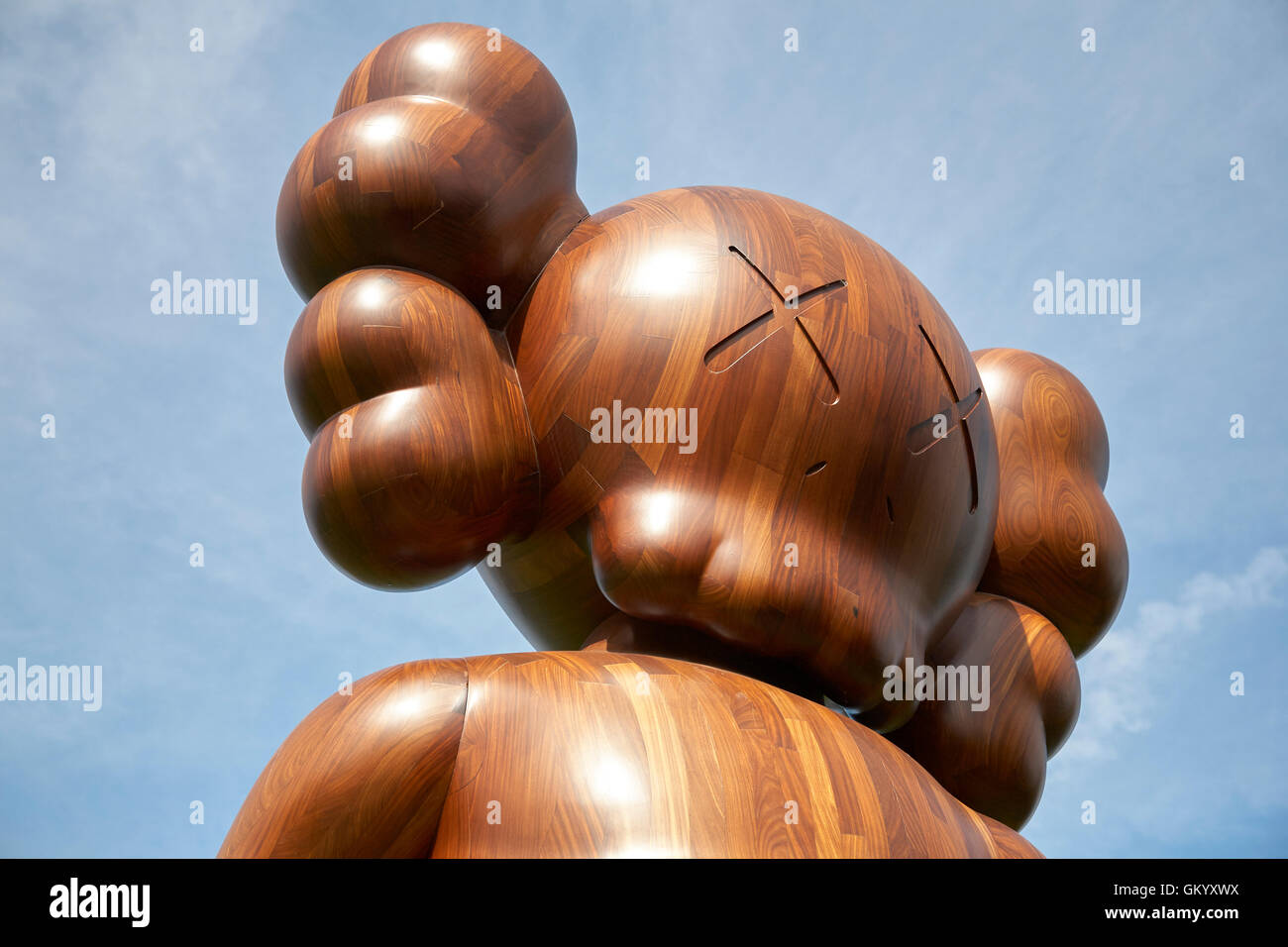 Kaws Good Intentions wooden sculpture in the Yorkshire Sculpture Park YSP Stock Photo