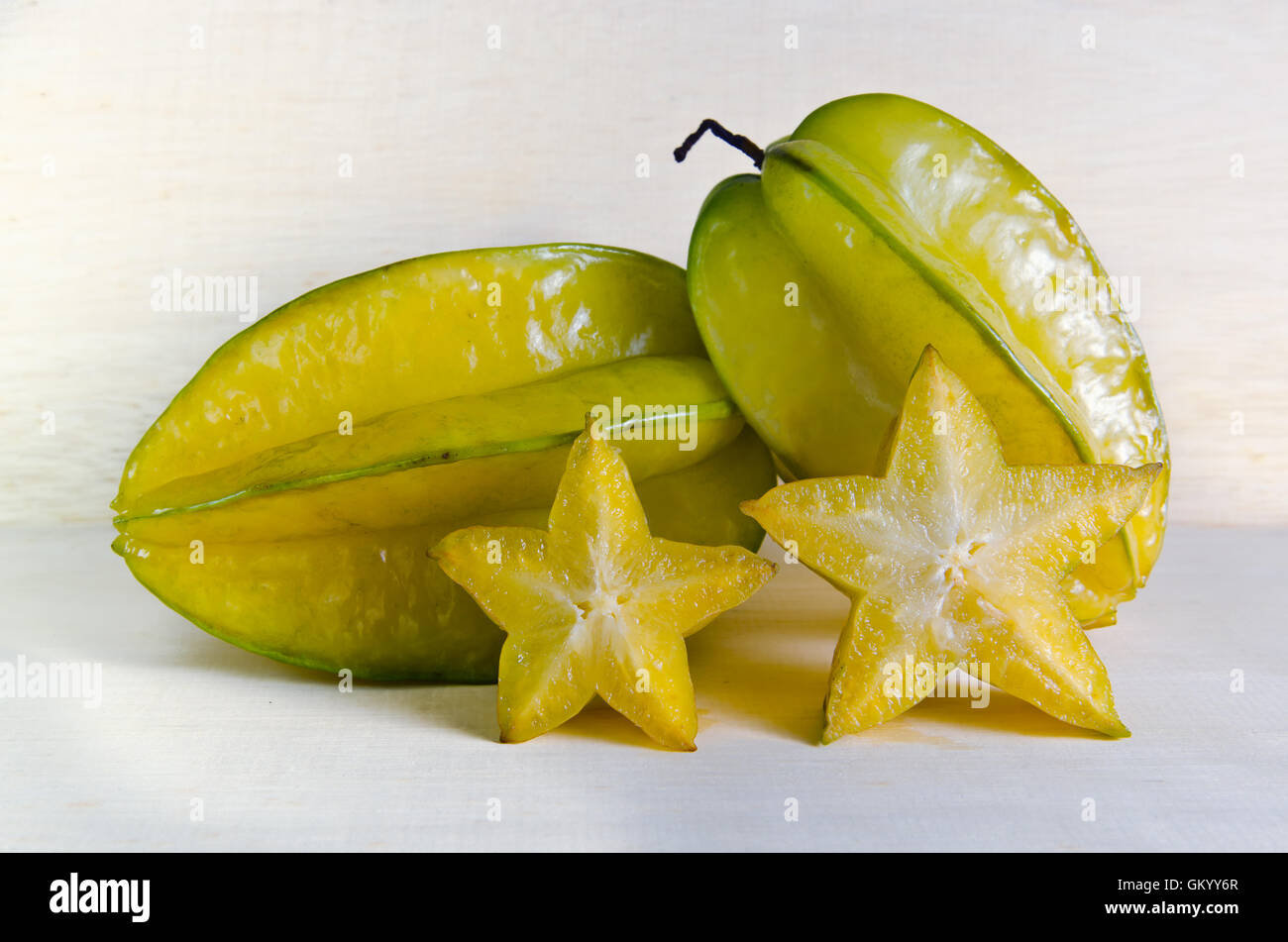 Star apple fruit (Also known as Carambola, starfruit, Averrhoa apple carambola, Bilimbi, Arkin in Florida, Dah Pon, Ma fueng, Ma Stock Photo