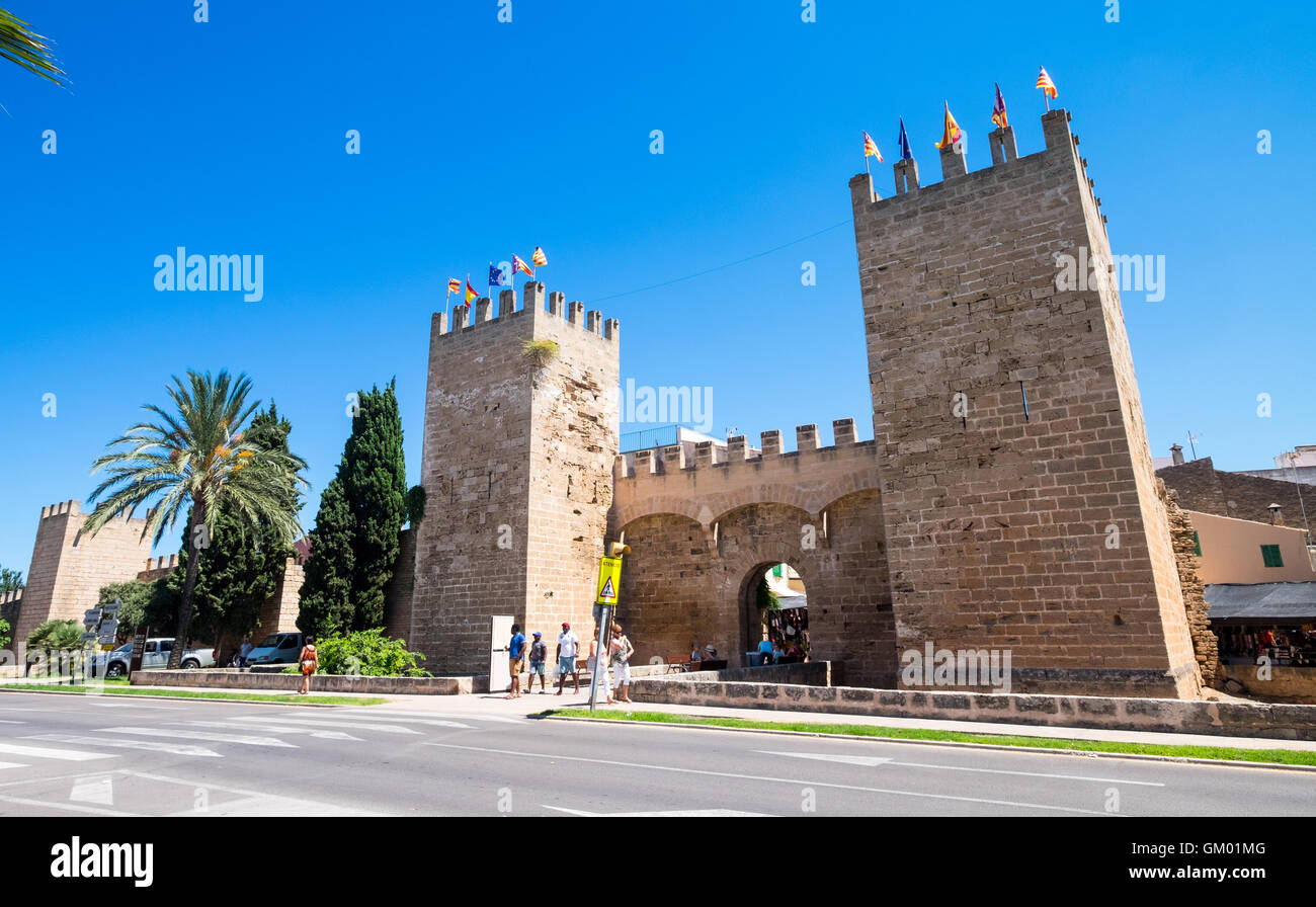 Gate of Mallorca (also know as St Sebastian gate)  Alcudia Old Town, Mallorca / Majorca Stock Photo