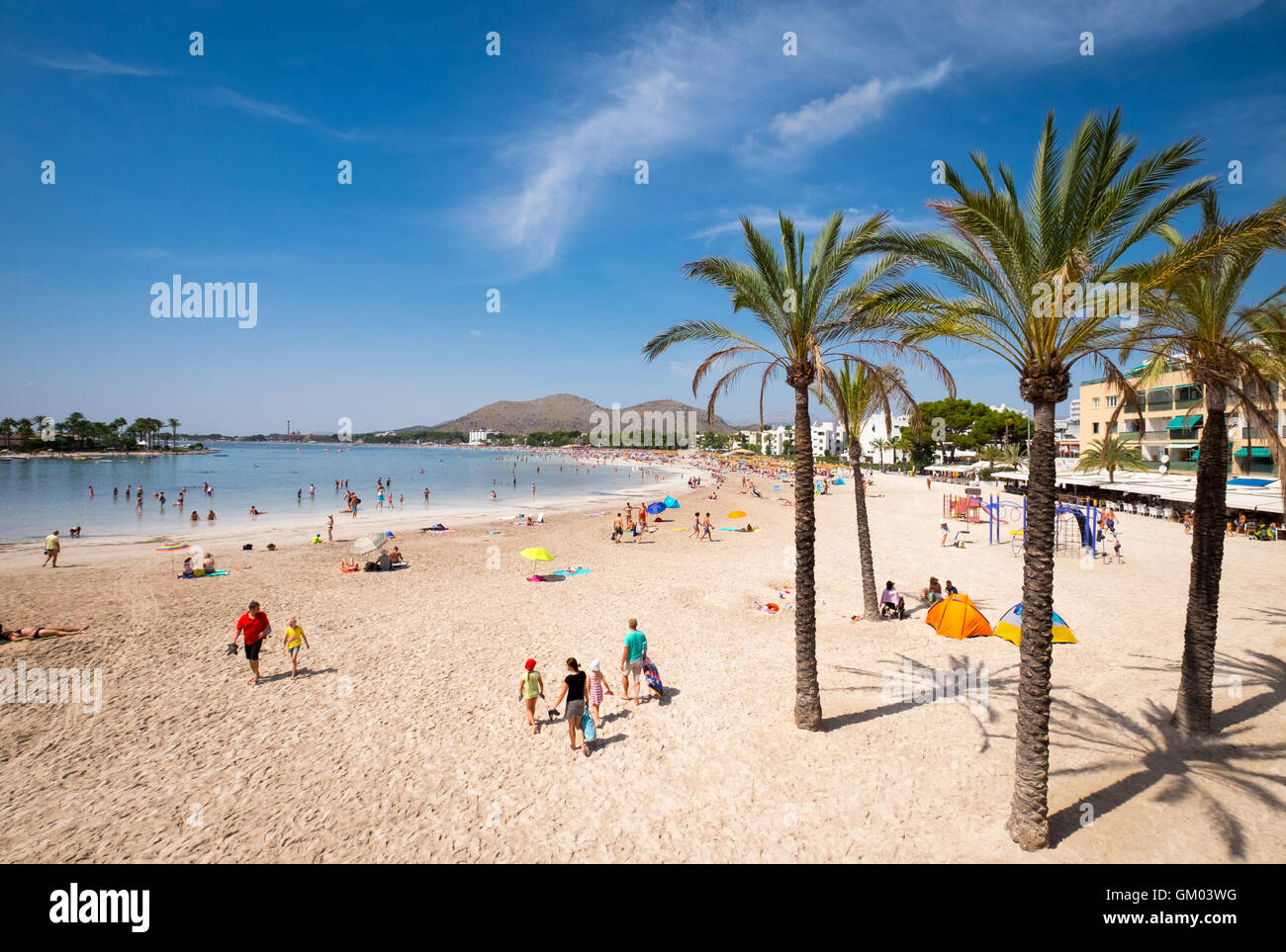 Alcudia Beach, Puerto de Alcudia, Mallorca Majorca Balearic Islands Spain Stock Photo