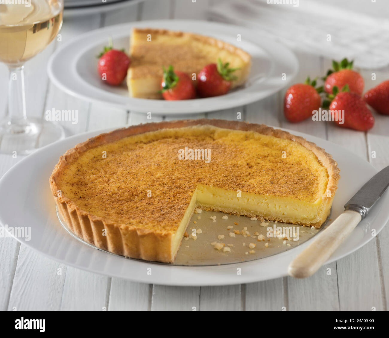 Egg custard tart English style UK Food Stock Photo Alamy