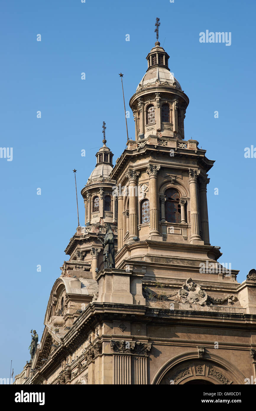 Historic Catedral Metropolitana in the Plaza de Armas in Santiago, Chile Stock Photo