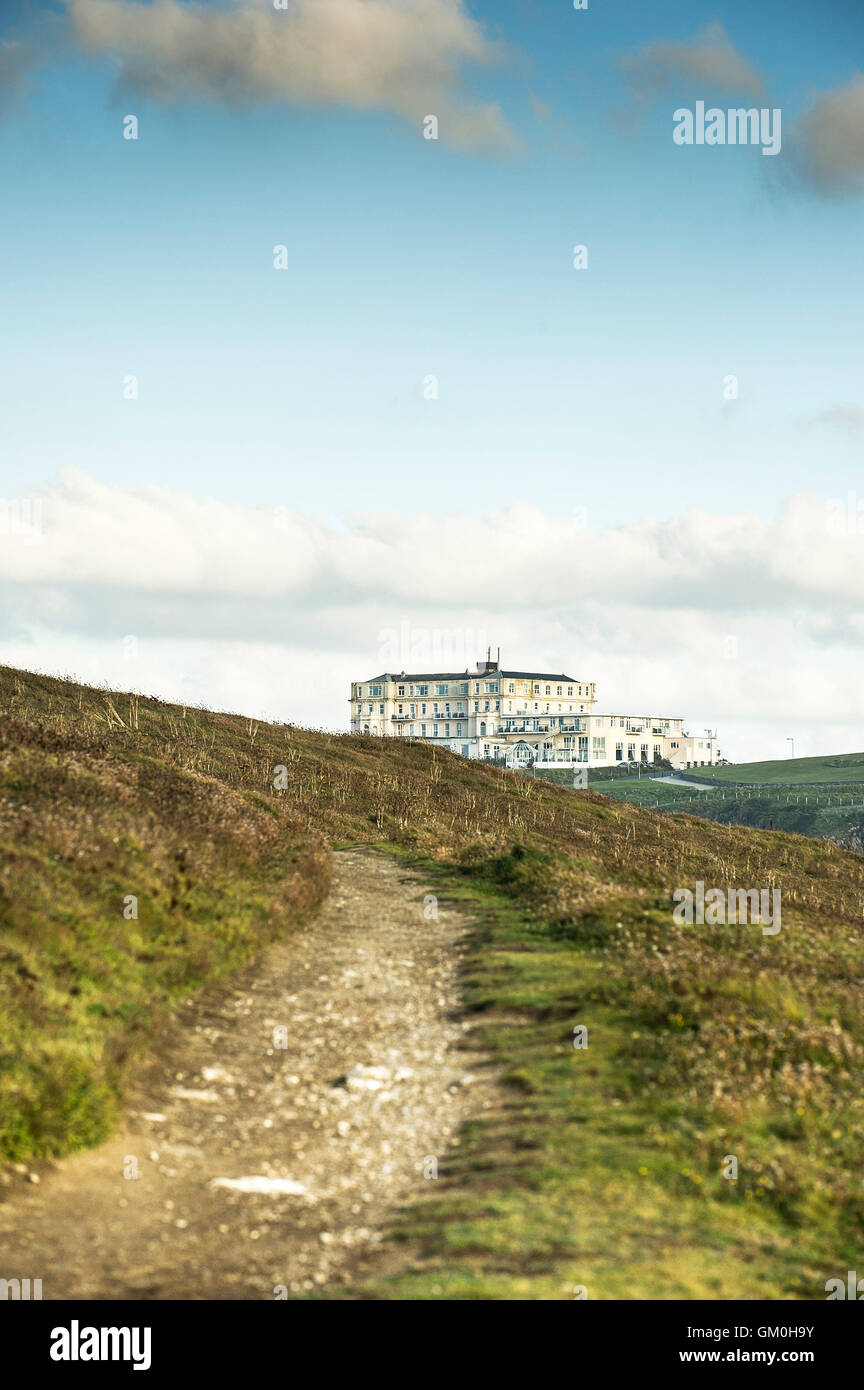 The Atlantic Hotel in Newquay, Cornwall. Stock Photo