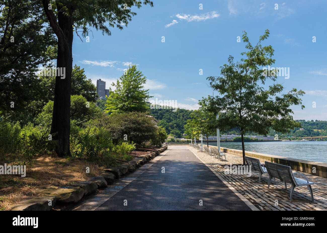 Trees and walkways at Point State Park in Pittsburgh, Pennsylvania