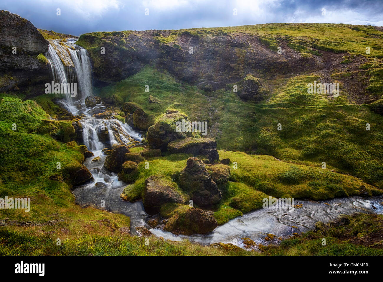 Selvallavatn waterfall, Berserkjahraun, Snaefellsnes, Iceland Stock Photo