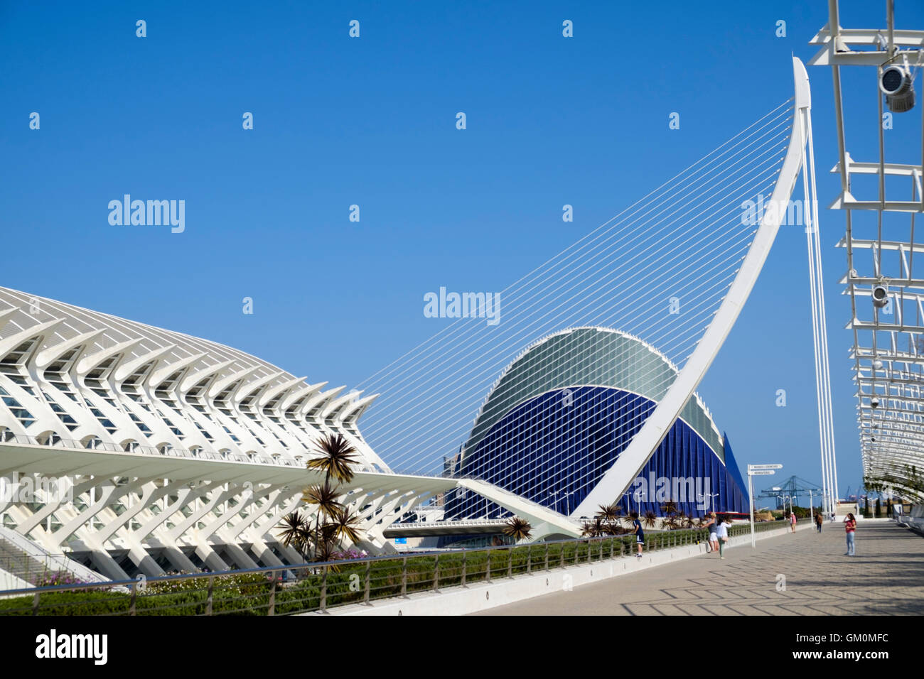 El Pont de l'Assut de l'Or , L'Àgora and Principe Felipe Science Museum in Valencia Spain Stock Photo