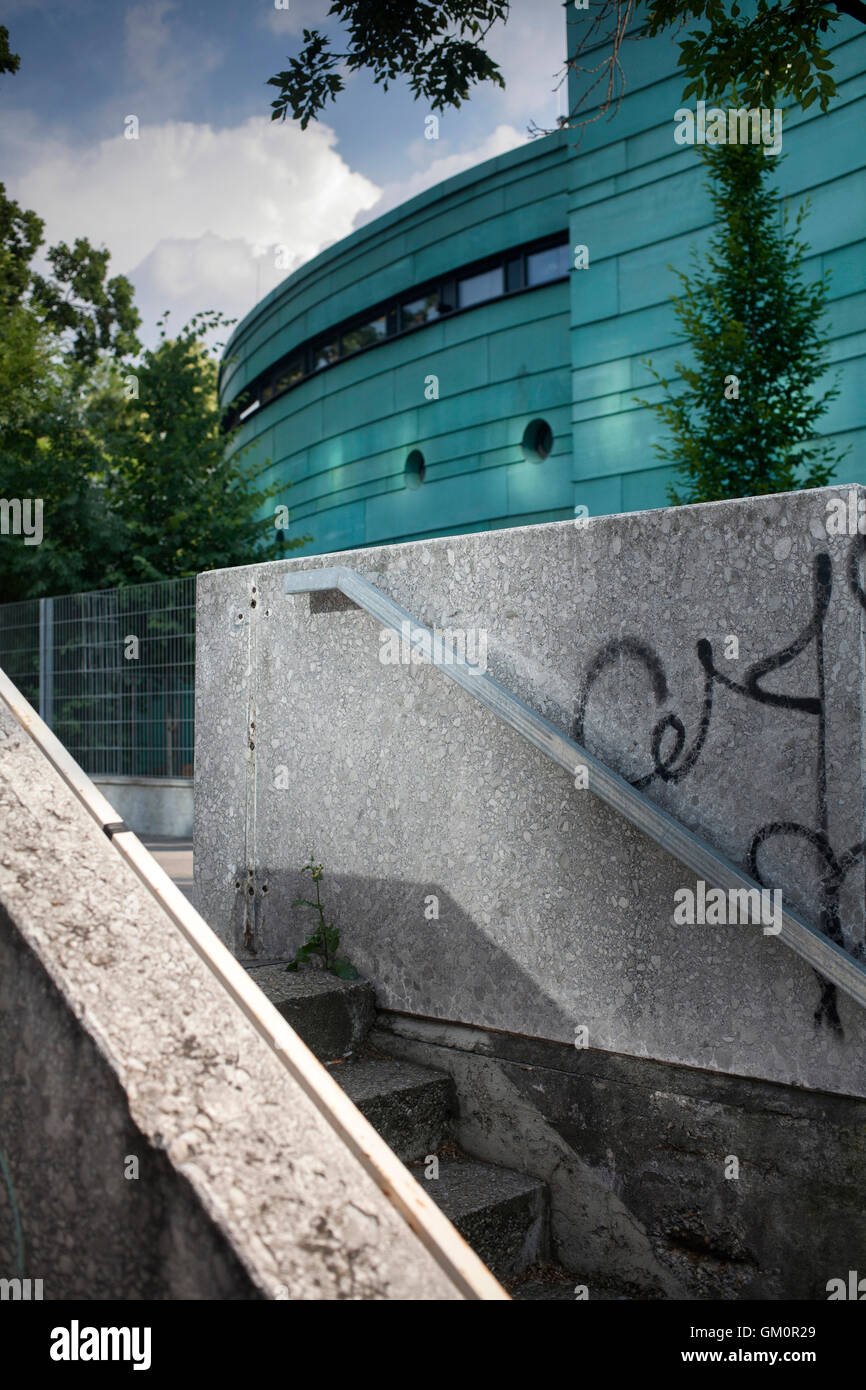 Graffiti at the entrance to underground car park near to Ungarbrücke,  Kindergarten Stadtpark, Vienna, Wien, Stock Photo