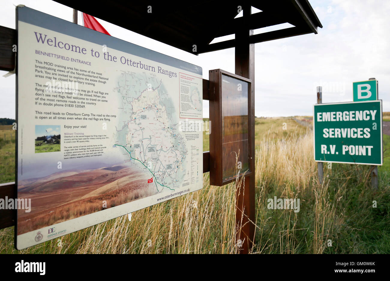 A public information map that shows the area of the shooting range of Otterburn Training Camp in Northumberland, where a soldier has died while taking part in a night live-firing exercise. Stock Photo