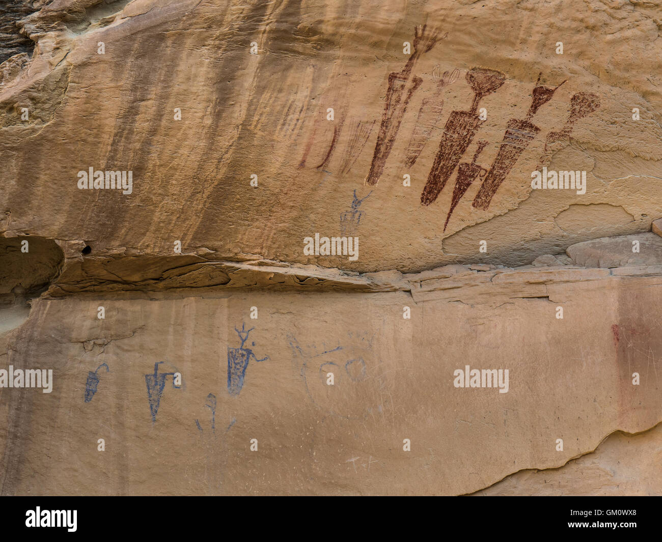 Carrot Men pictograph site, County Road 23 South of Rangely, Colorado. Stock Photo