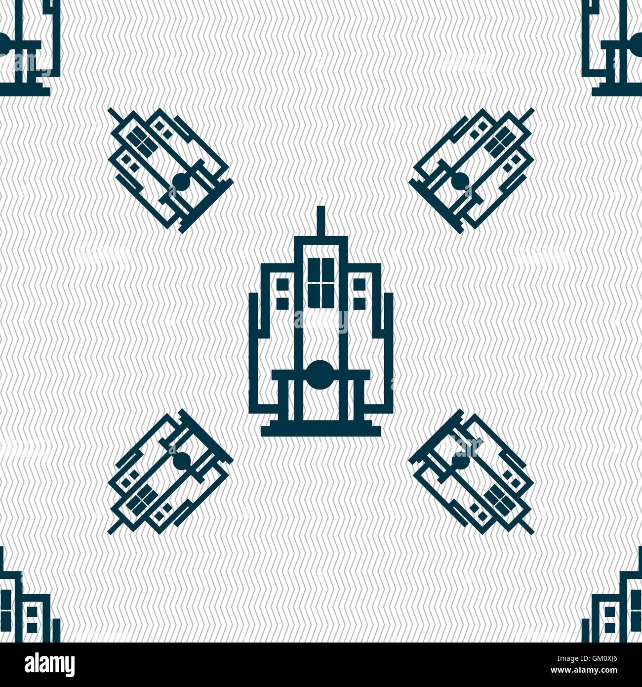 skyscraper icon sign. Seamless pattern with geometric texture. Vector ...