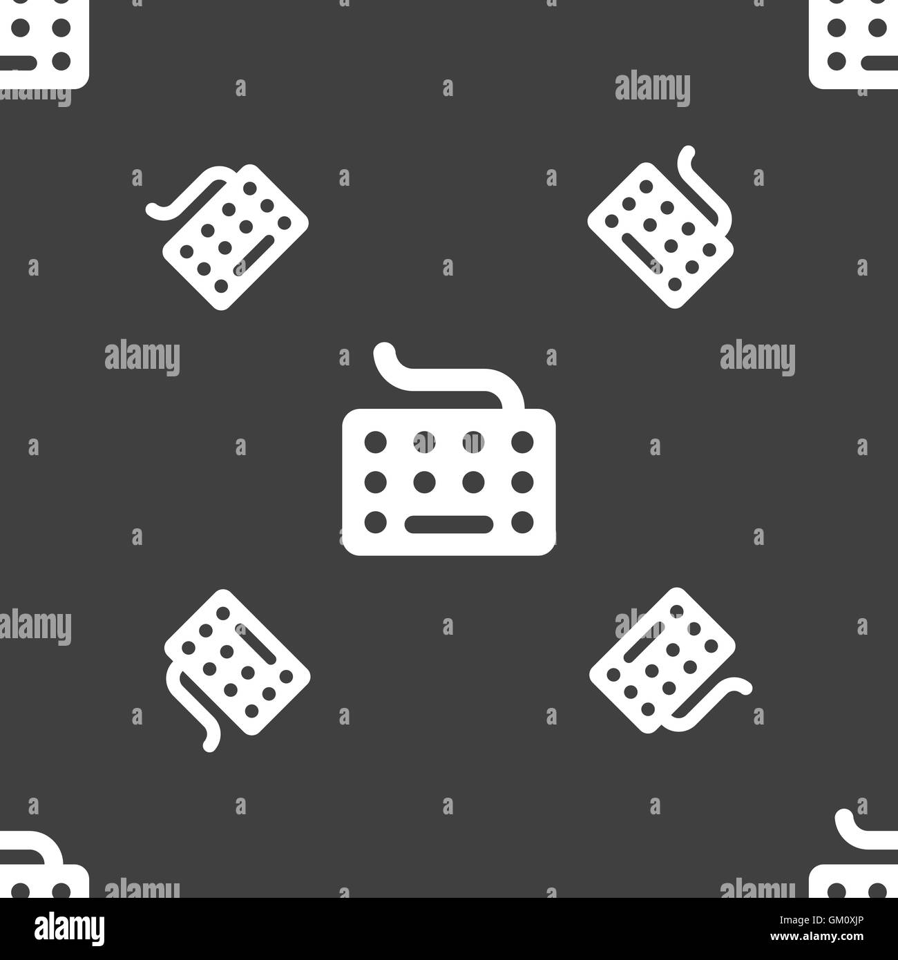 keyboard icon sign. Seamless pattern on a gray background. Vector Stock Vector