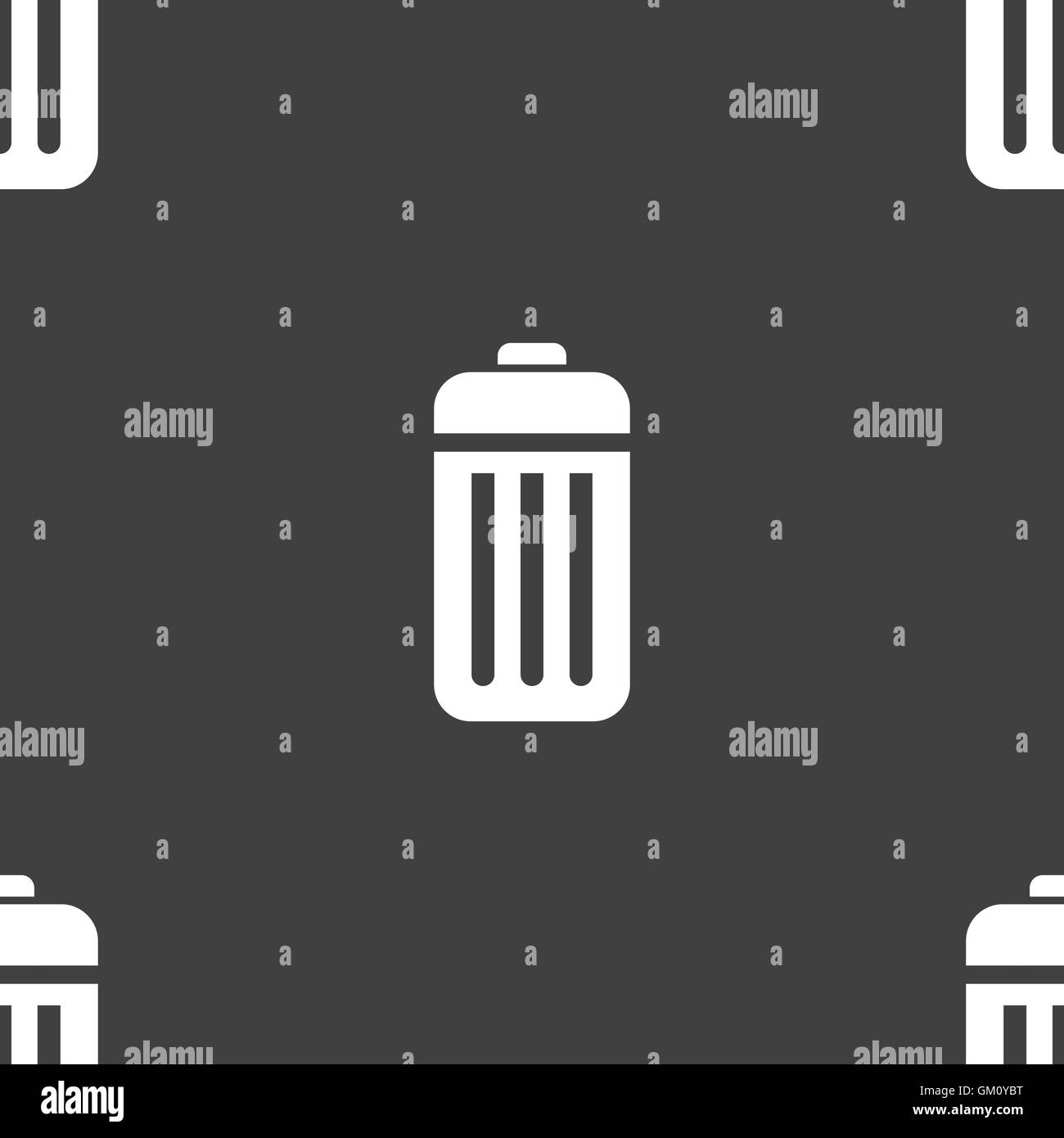 The trash icon sign. Seamless pattern on a gray background. Vector Stock Vector