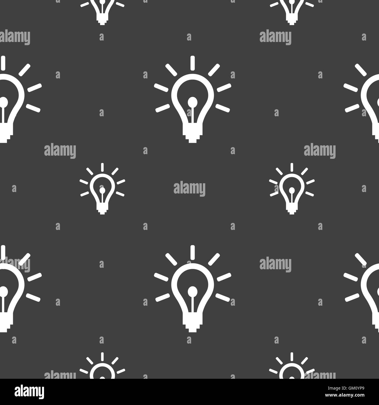 Light bulb icon sign. Seamless pattern on a gray background. Vector ...