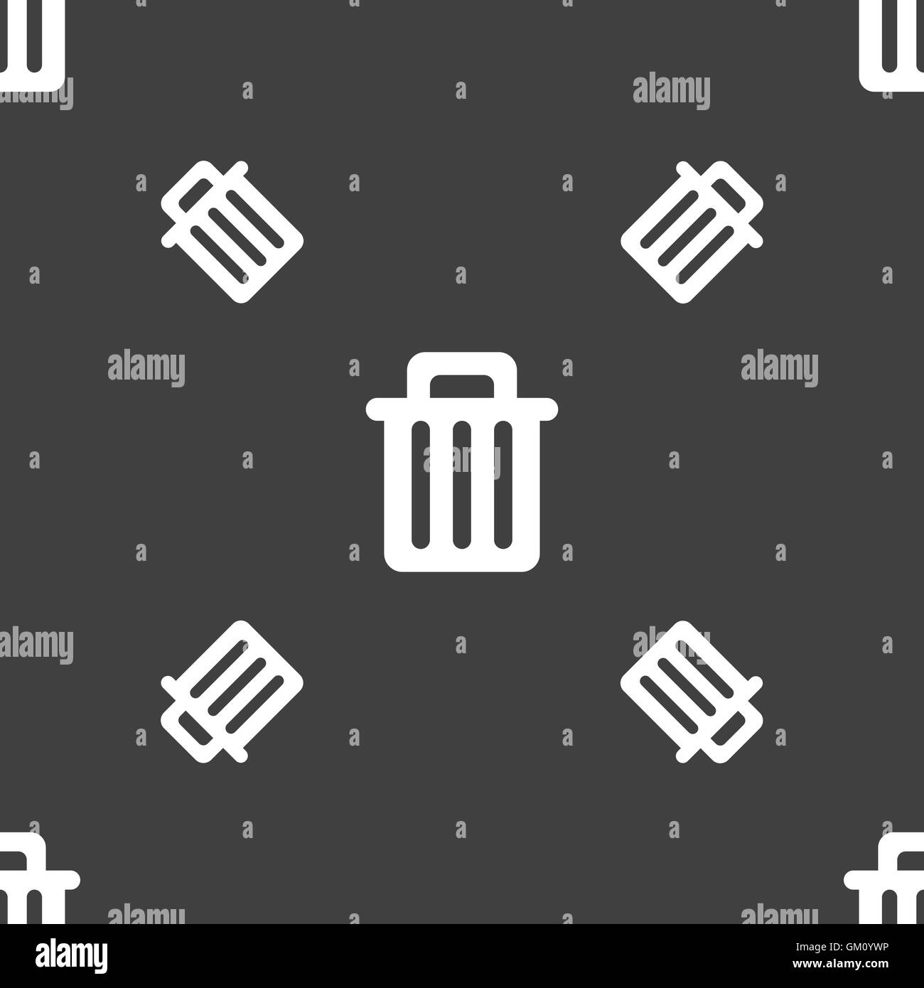 Recycle bin icon sign. Seamless pattern on a gray background. Vector ...