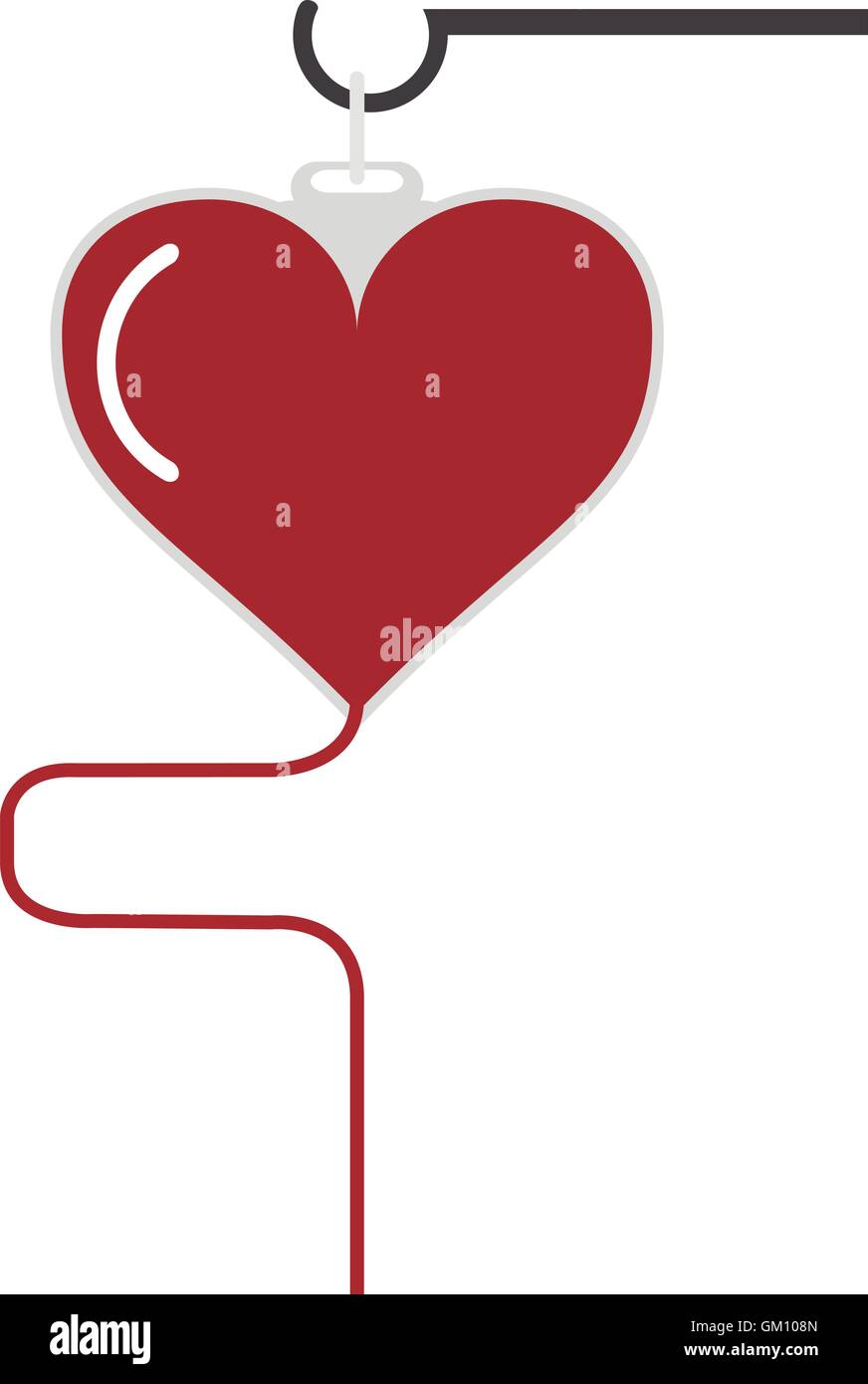 blood bag and cartoon heart icon Stock Vector