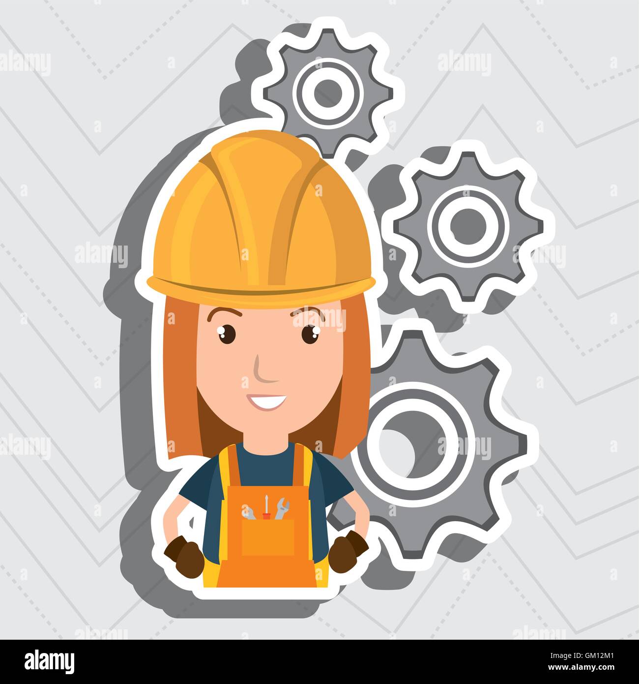 woman worker gears Stock Vector Image & Art - Alamy