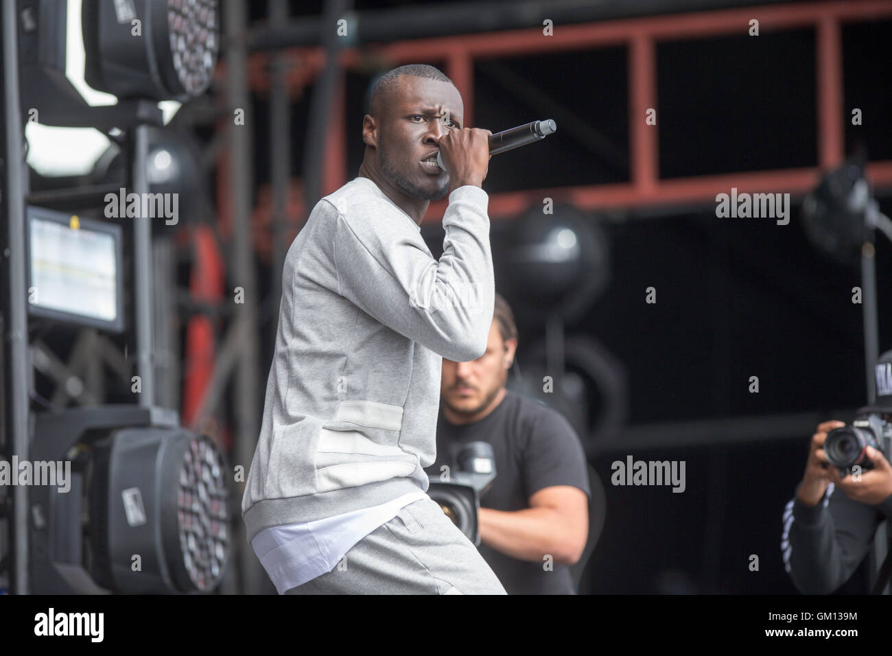 Rapper Stormzy (Michael Omari) performing at Hylands Park in Chelmsford,Essex,at this years V FESTIVAL Stock Photo