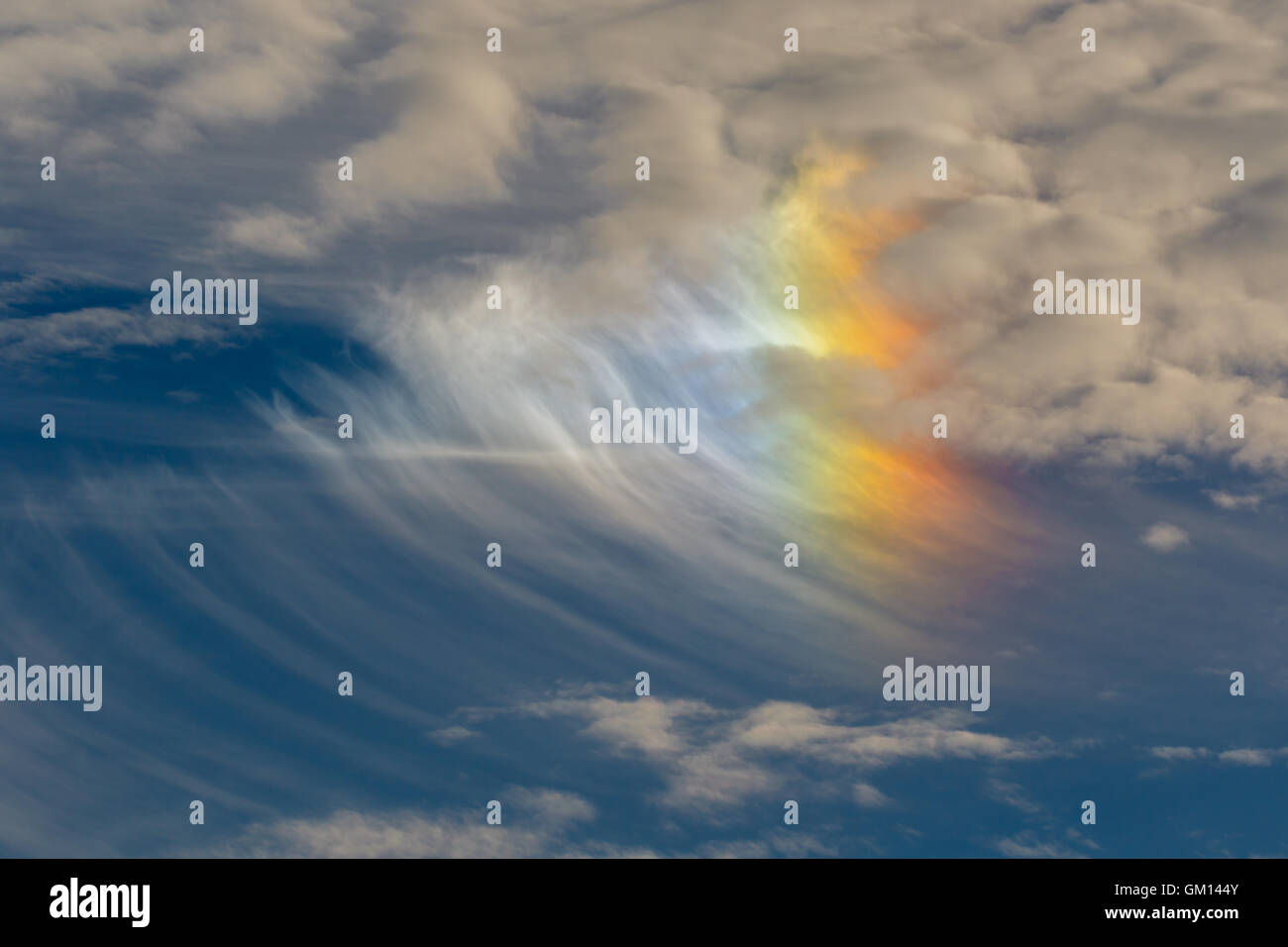 'Sun dog' an atmospheric phenomenon which shows as a concentrated patch of sunlight Stock Photo