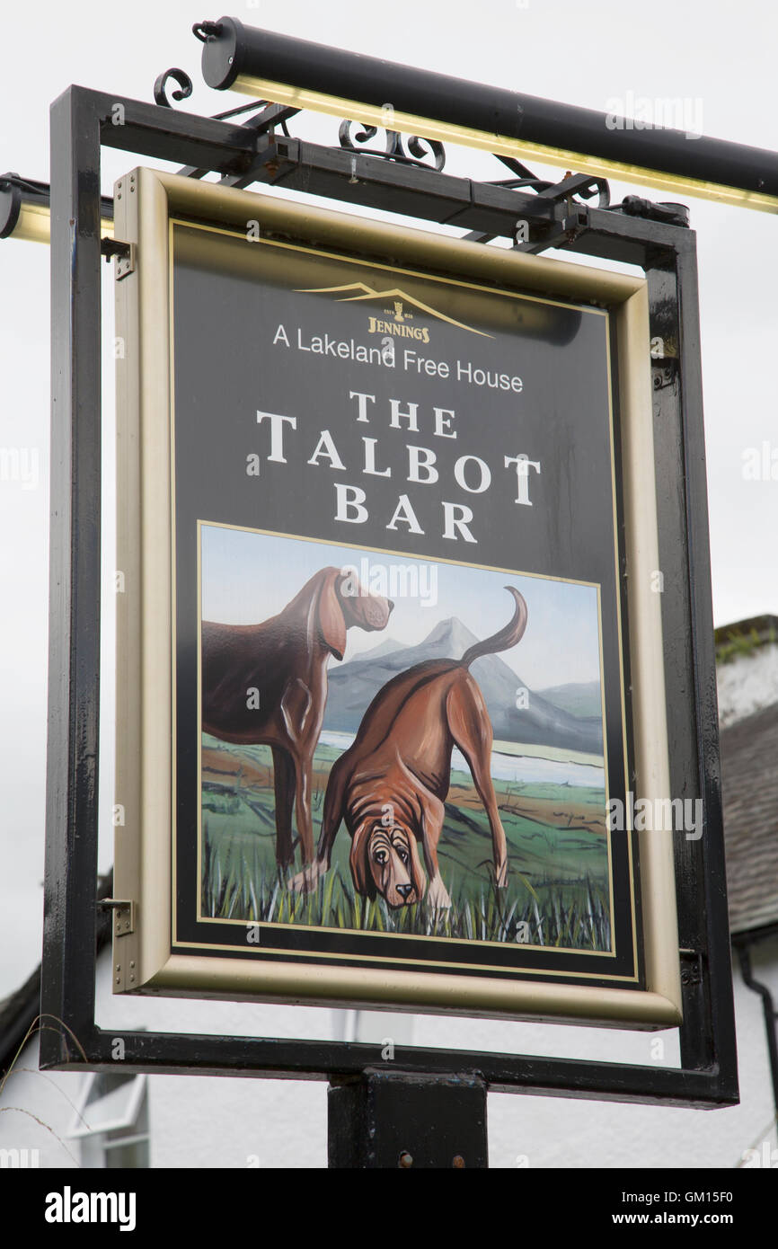 Talbot Bar Sign, Skelwith Bridge Hotel, Lake District; England; UK Stock Photo