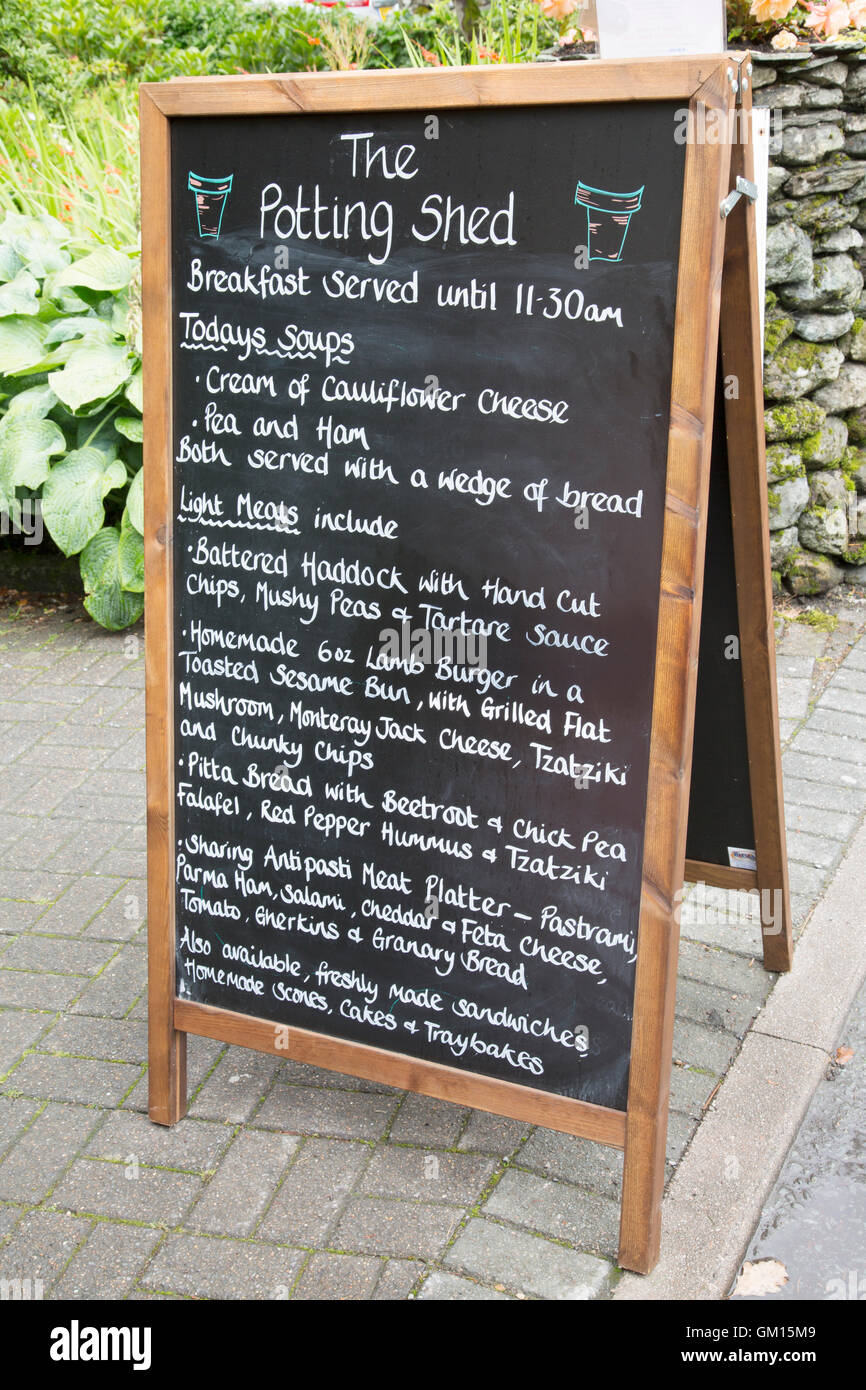 Potting Shed Menu Grasmere Lake District England UK Stock