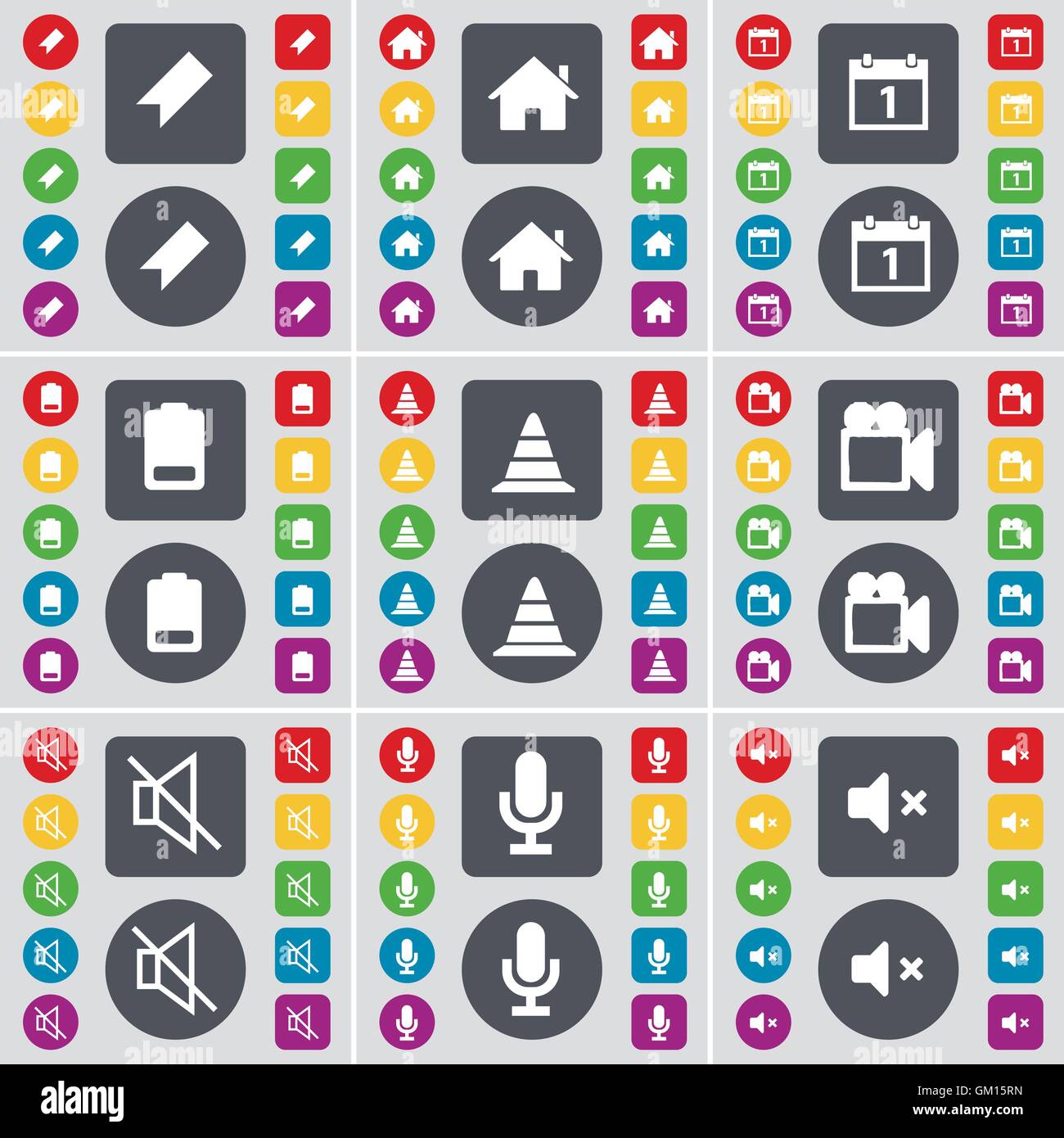 Marker, House, Calendar, Battery, Cone, Film camera, Mute, Microphone