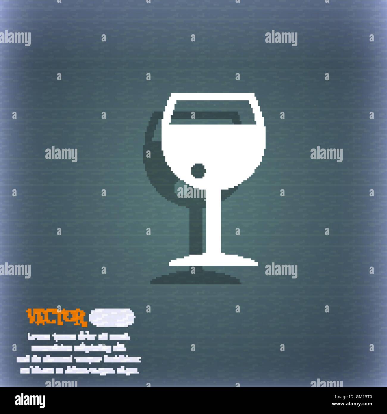 glass of wine icon symbol on the blue-green abstract background with ...