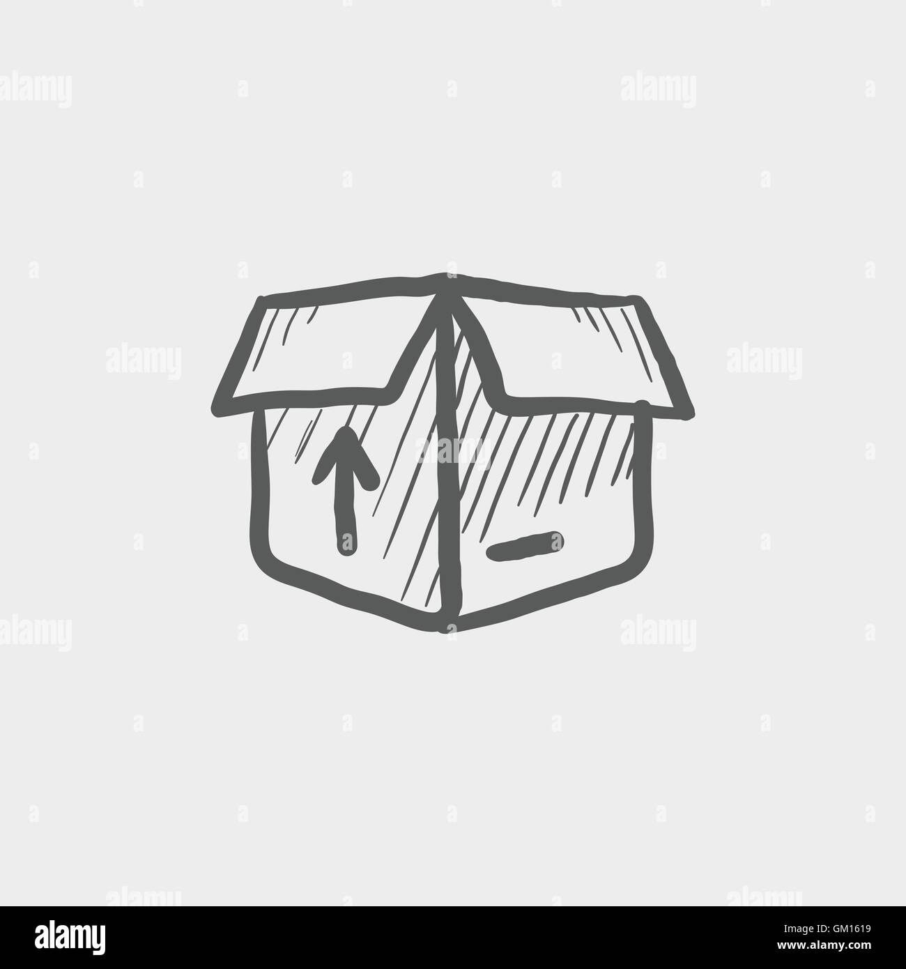 Open box with arrow loading, incoming sketch icon Stock Vector Image ...