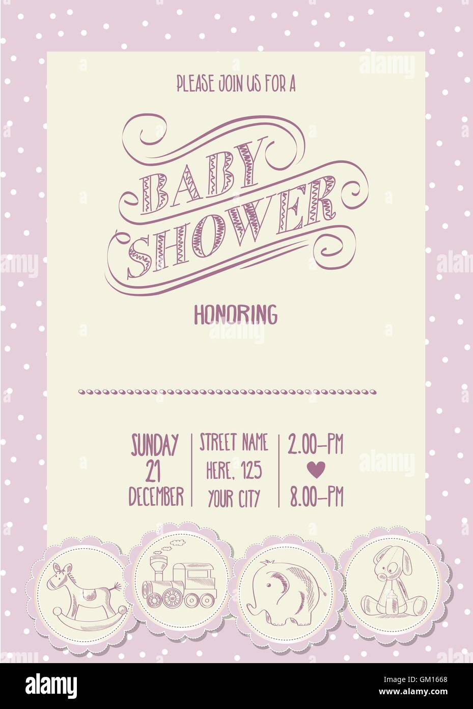 baby girl shower card with retro toys Stock Vector Image & Art - Alamy